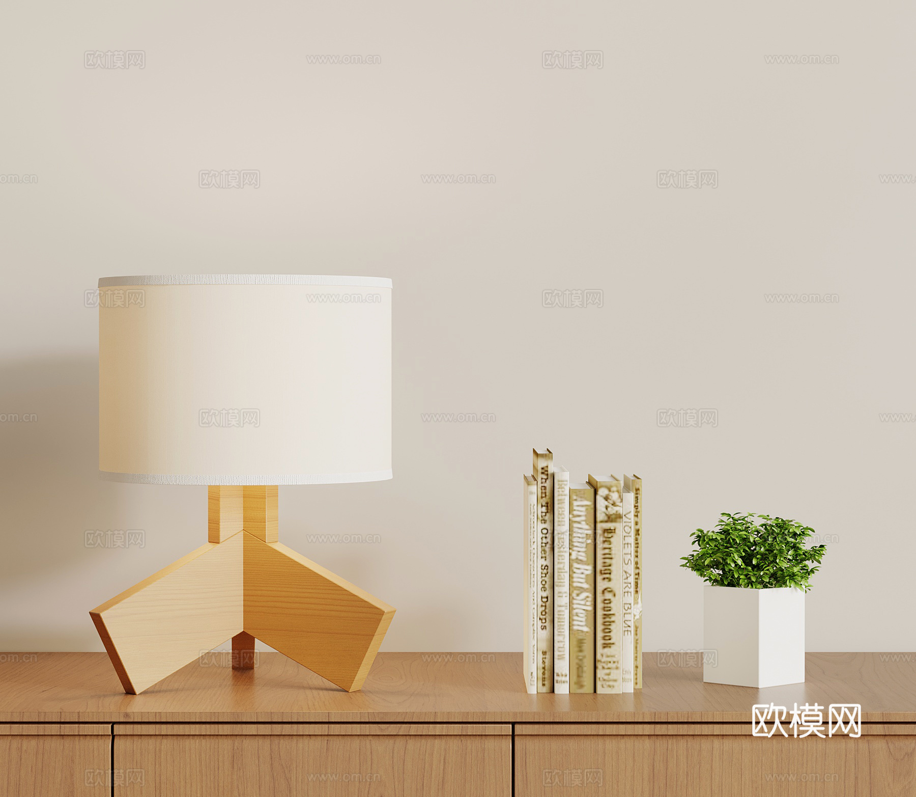 侘寂中古风台灯 摆件 绿植su模型