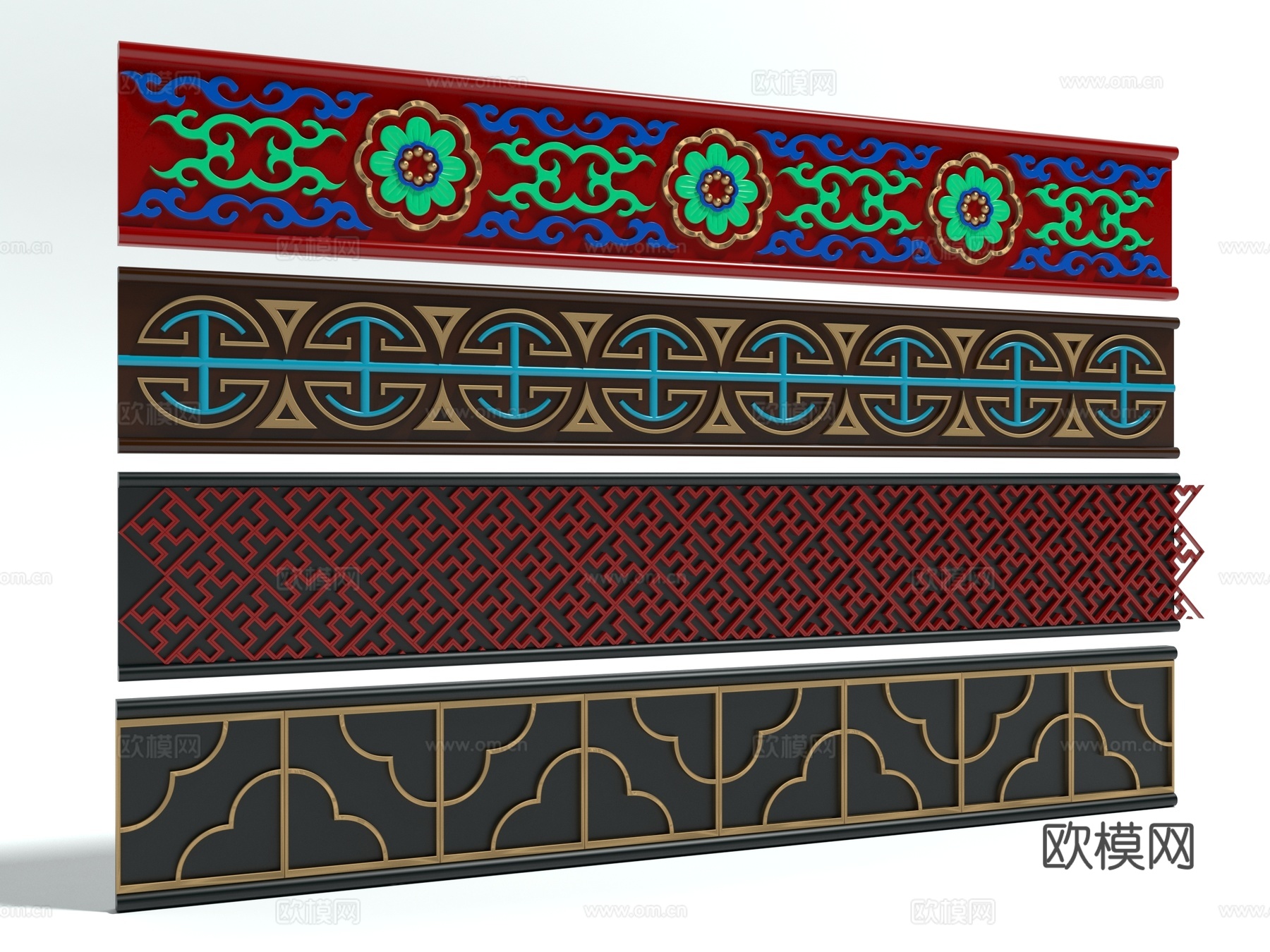 新中式风格腰线3d模型下载