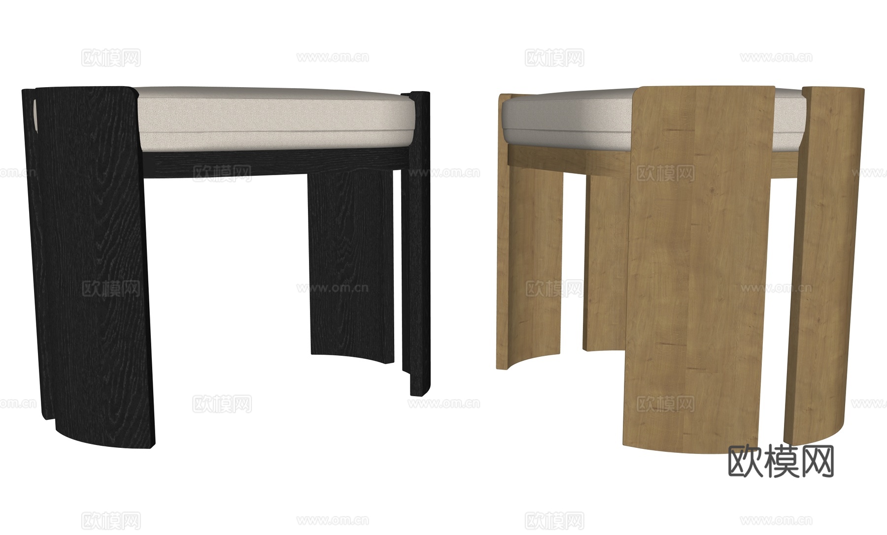 原木中古凳子su模型