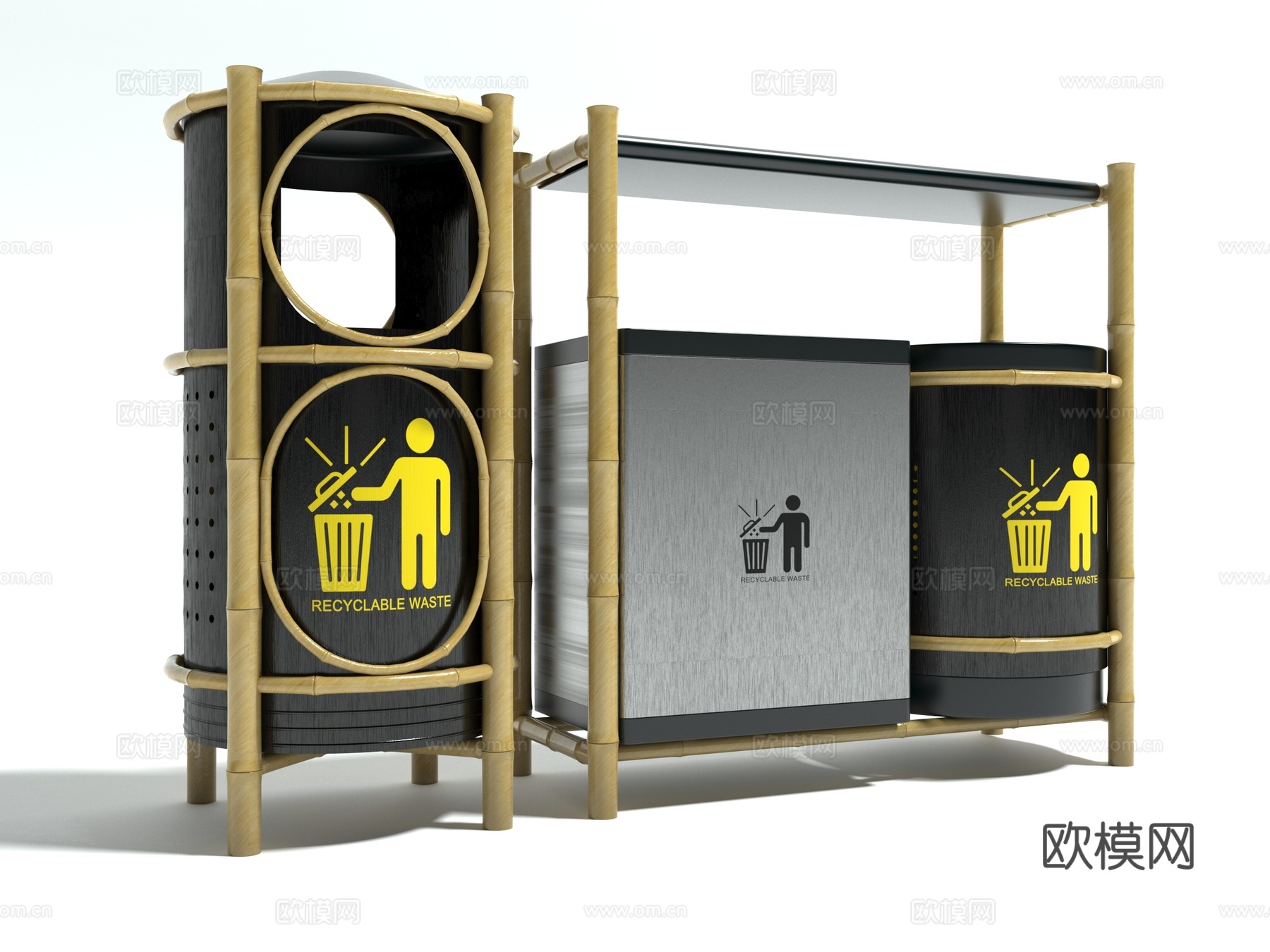 现代风格垃圾箱3d模型下载
