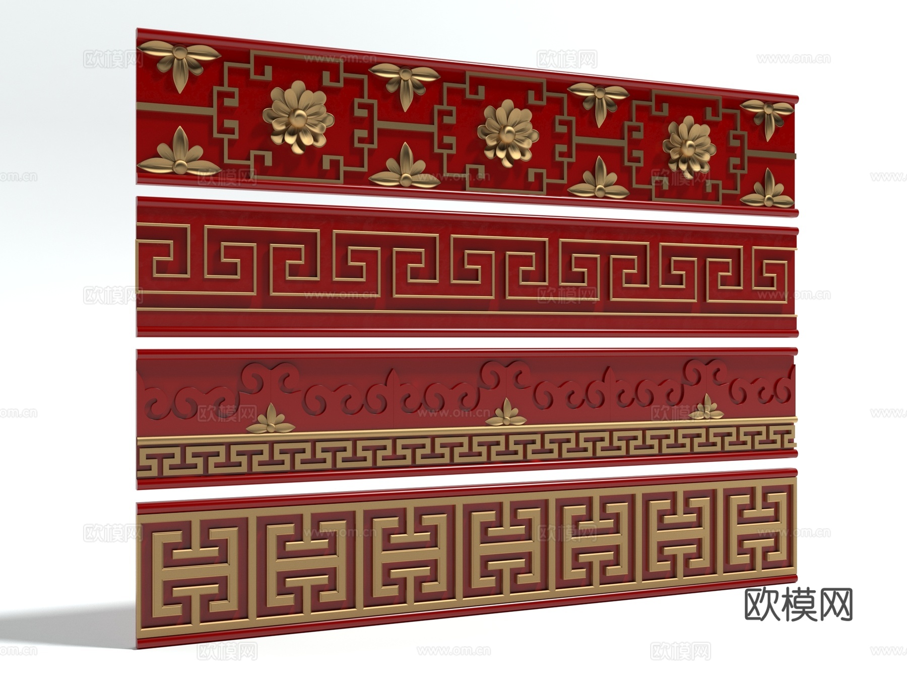 新中式风格腰线3d模型下载