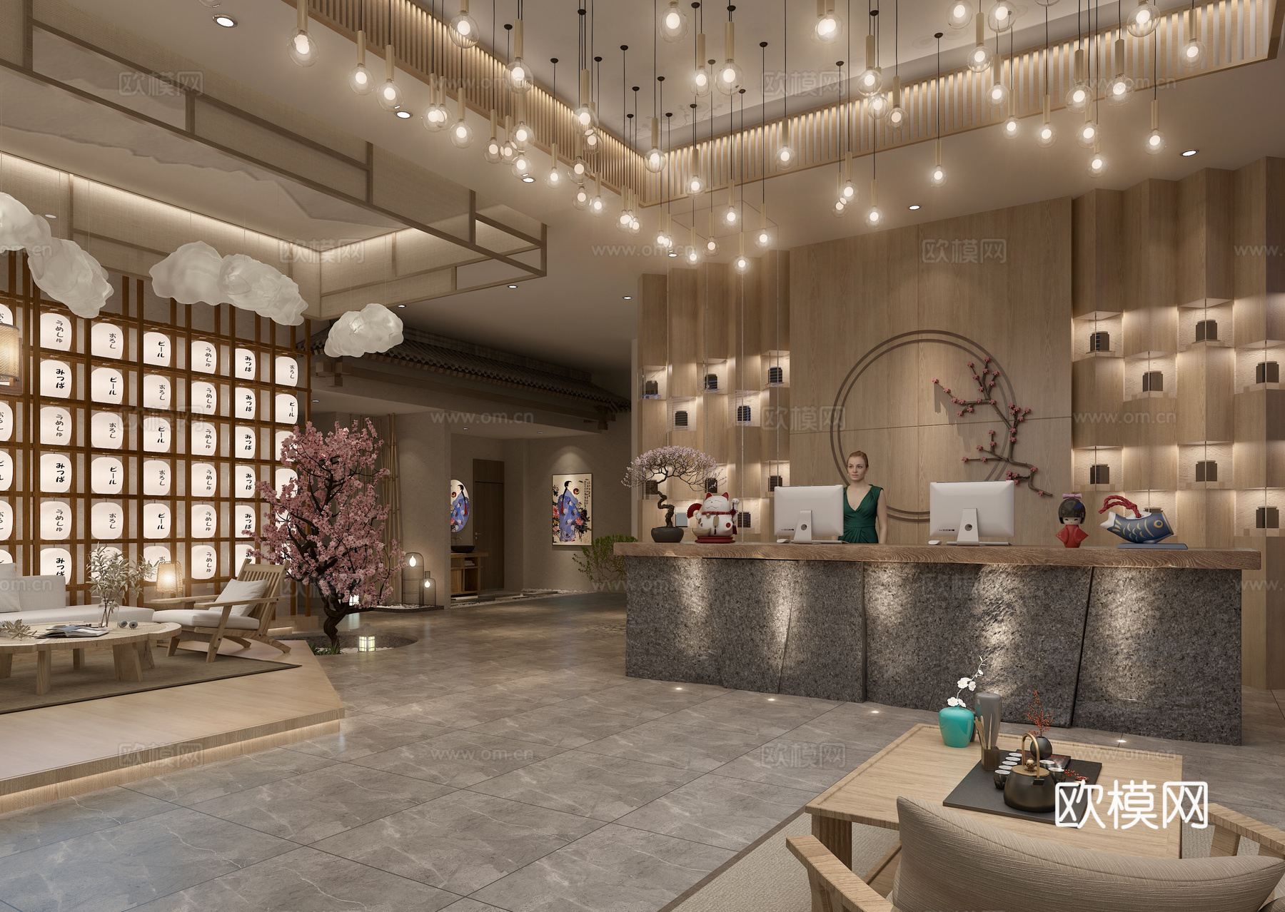 新中式轻奢美容院会所 最新全套施工图 效果图合集cad施工图