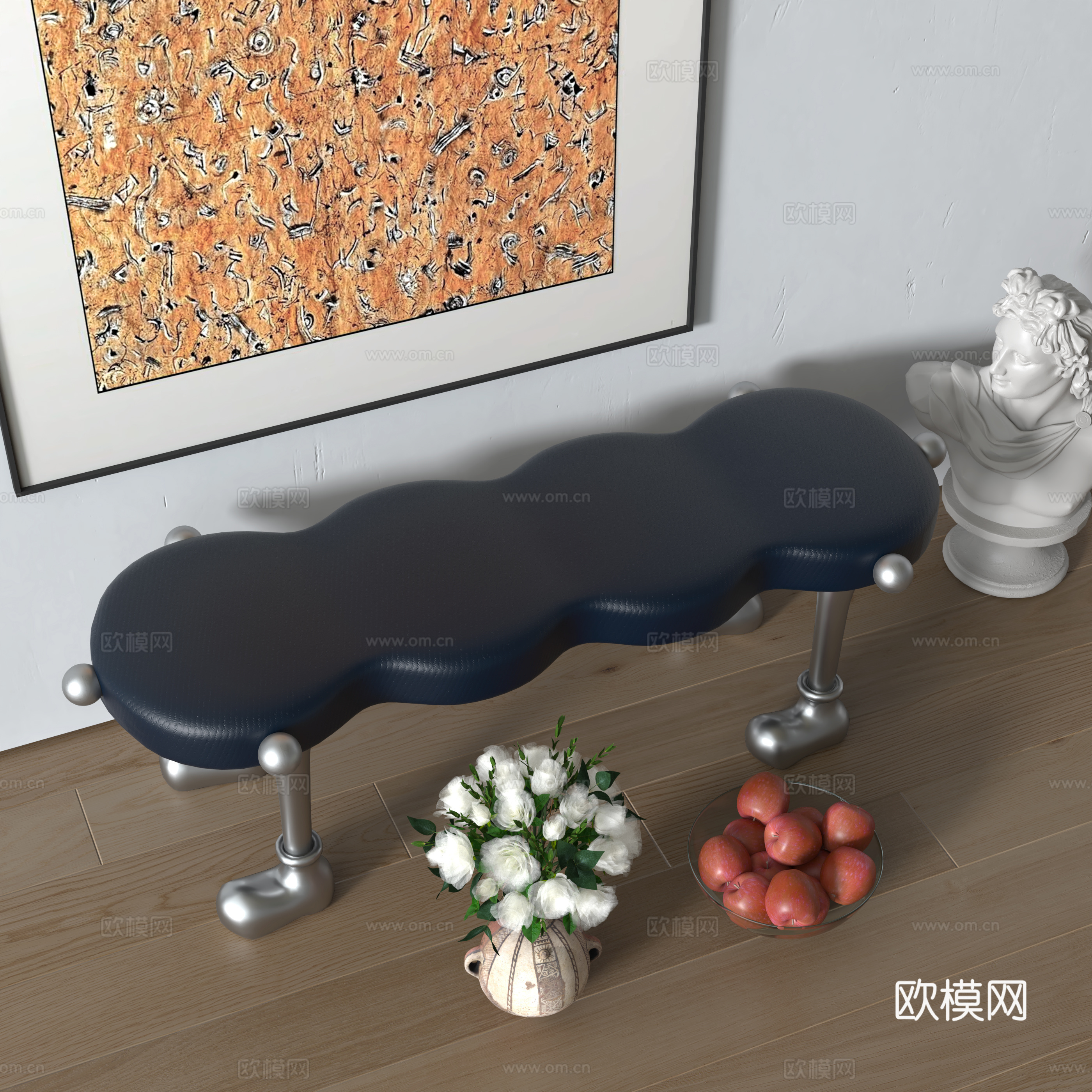 现代换鞋凳su模型