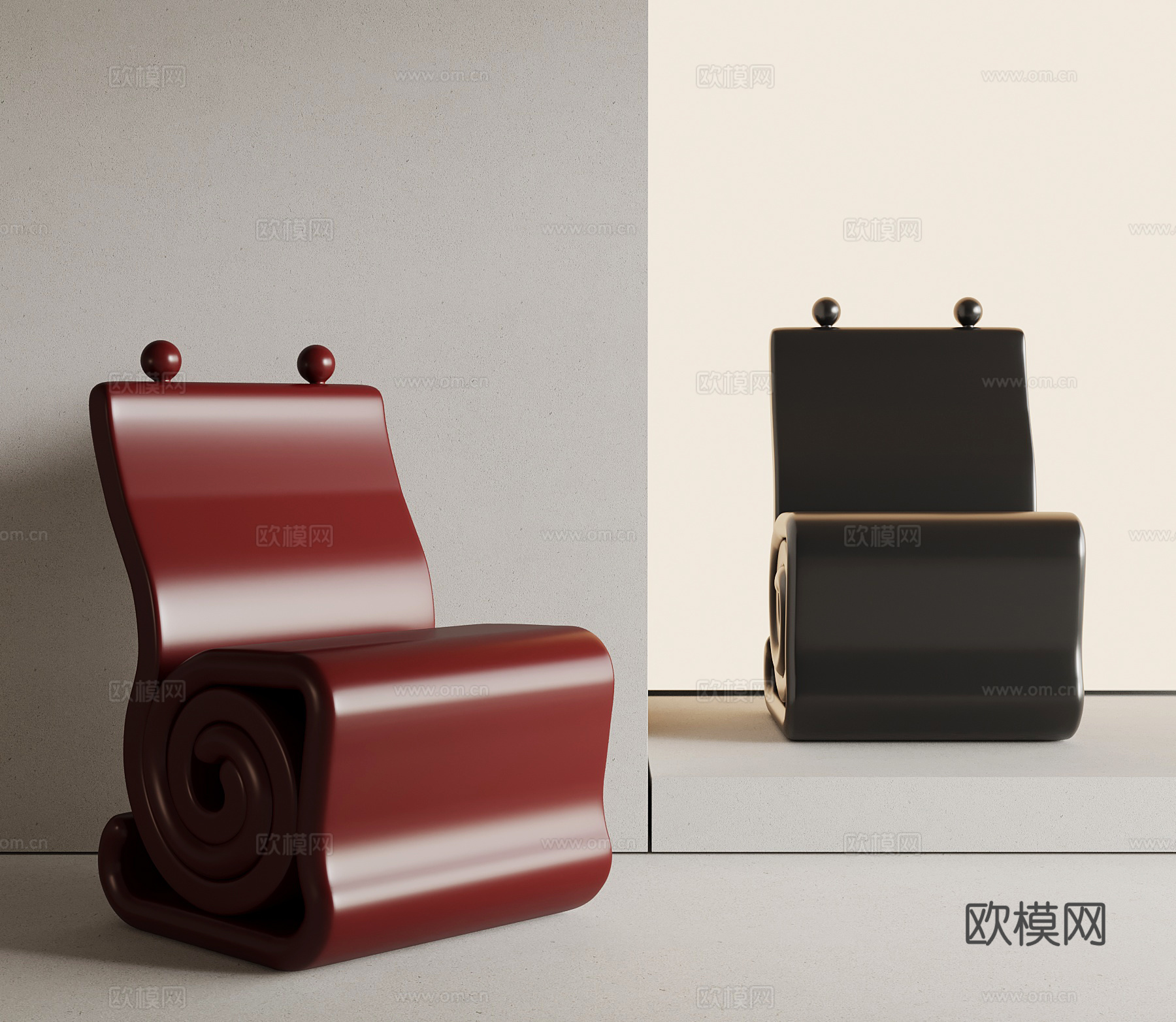 现代儿童椅 蜗牛椅su模型