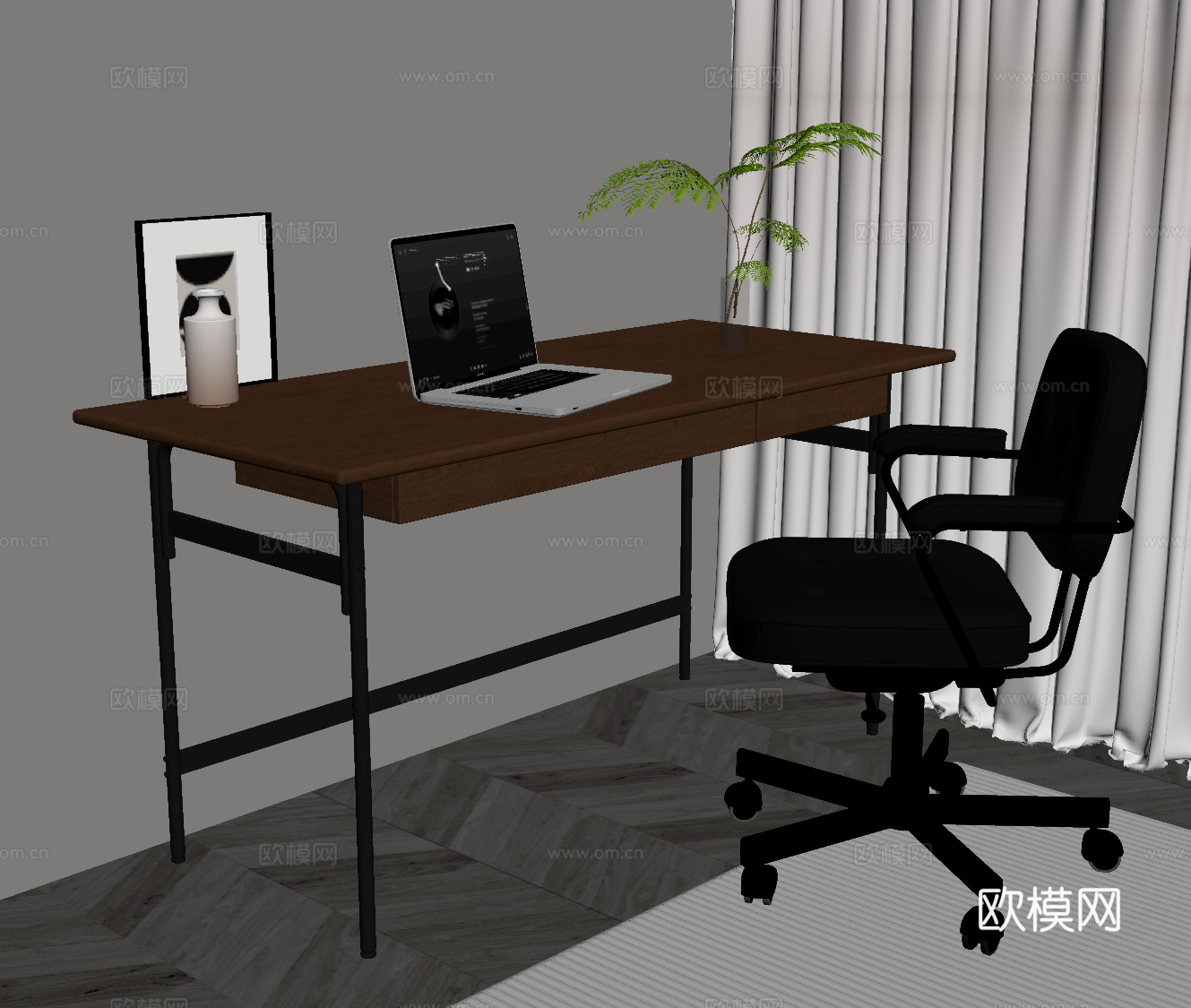 现代意式书桌椅su模型
