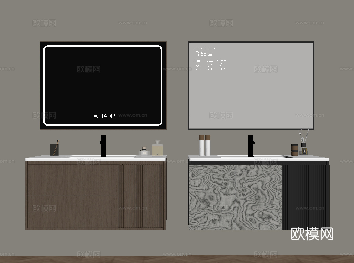 现代意式浴室柜su模型