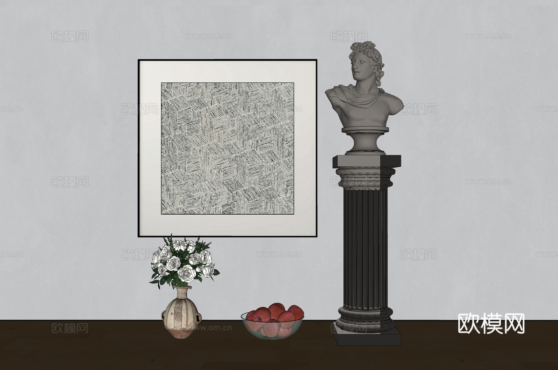 美式装饰画su模型