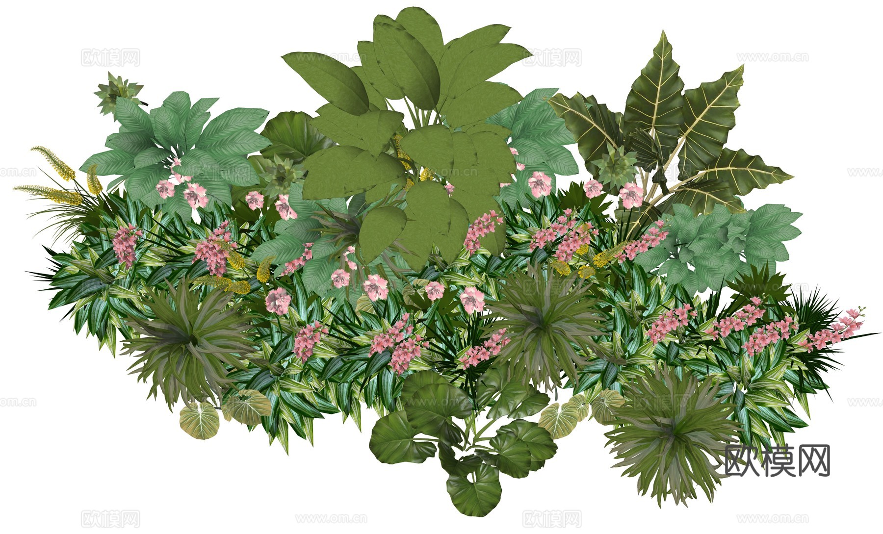 现代室内植物堆景观组合su模型