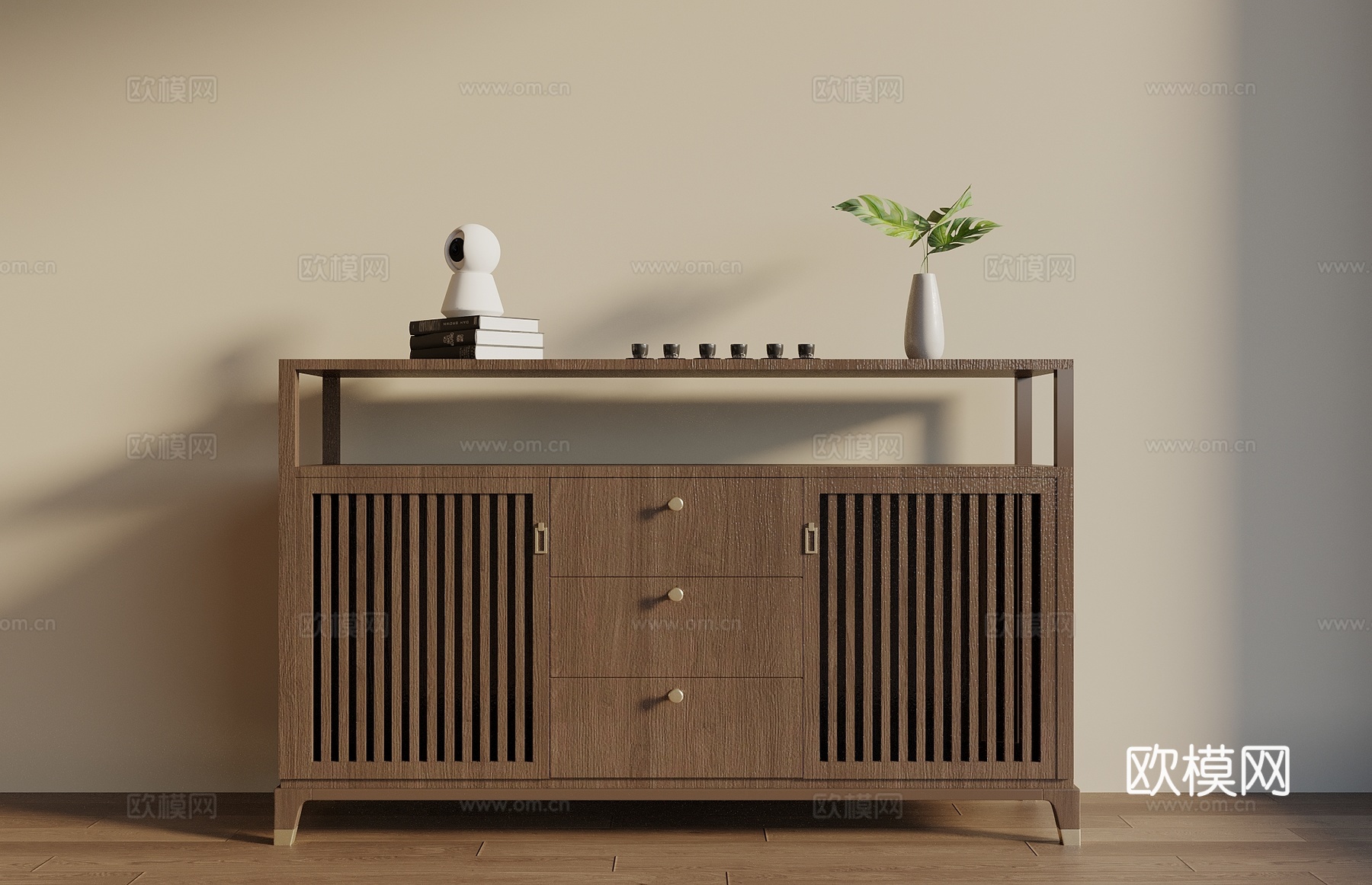 宋式玄关柜 装饰柜 边柜 餐边柜 茶具组合3d模型