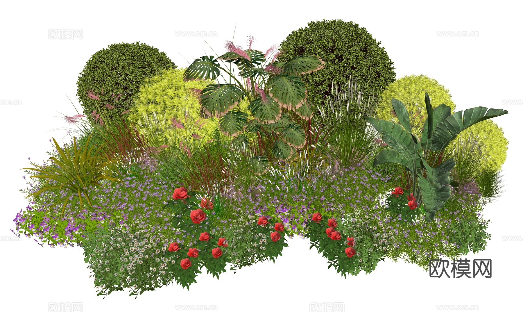 现代室内植物堆景观组合su模型