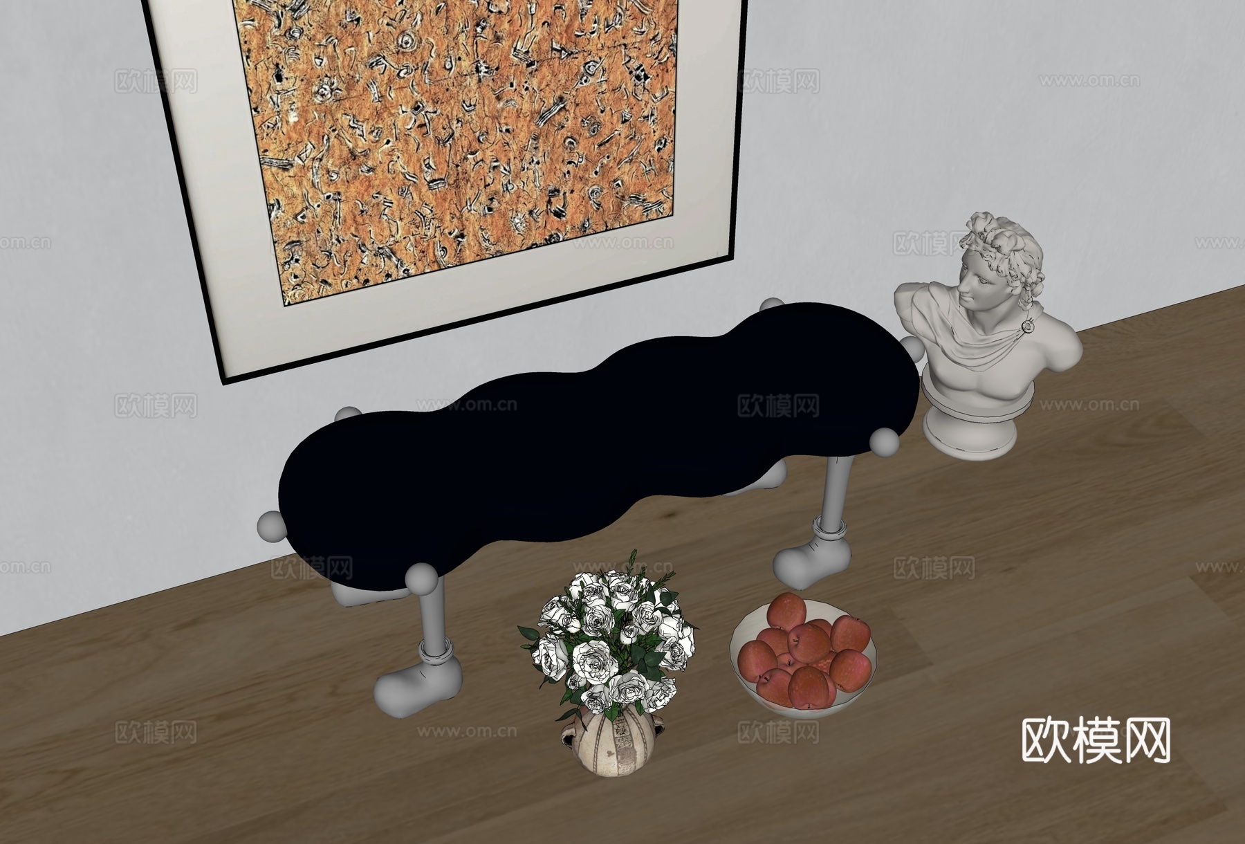 现代换鞋凳su模型