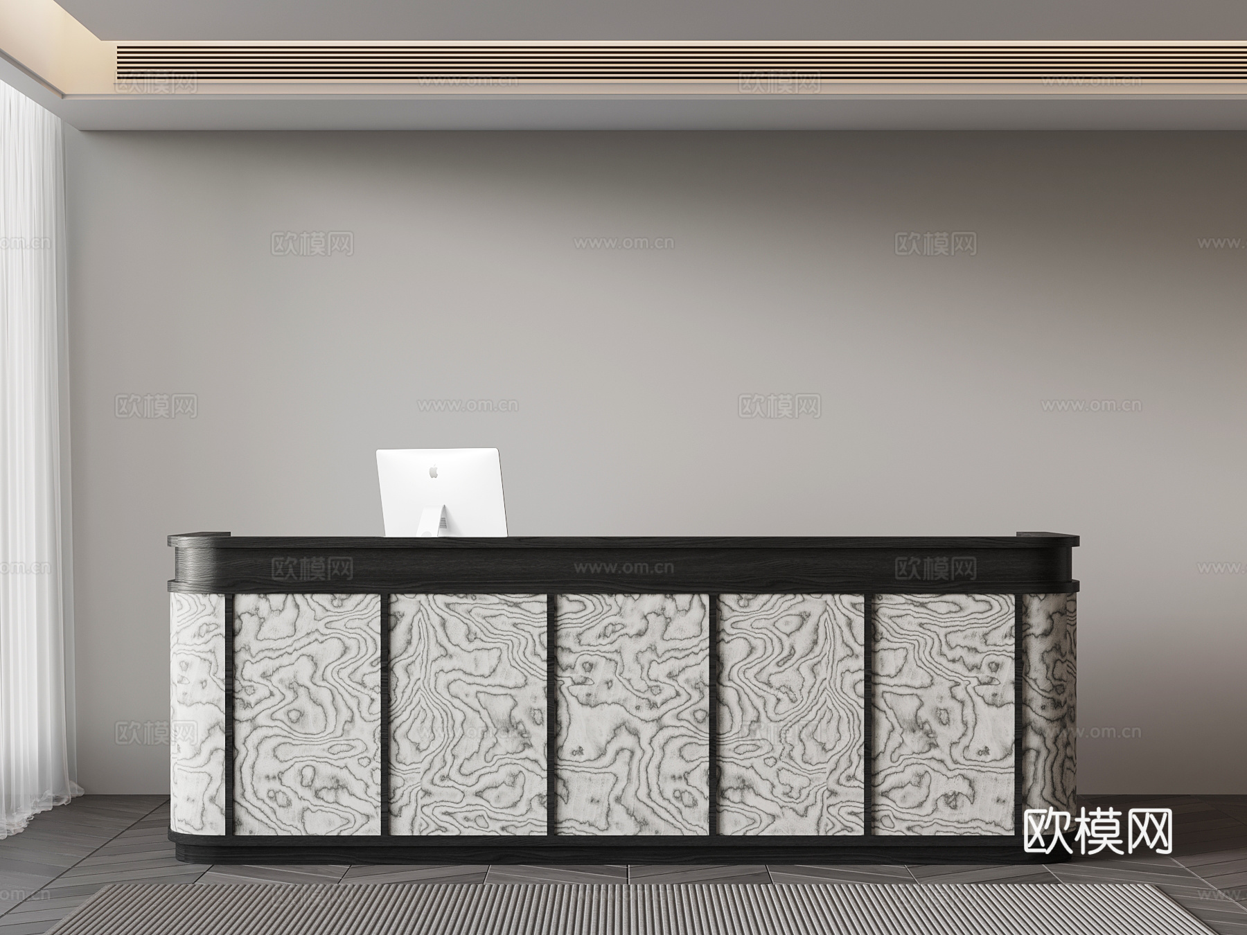 现代意式前台 接待台 招待台su模型
