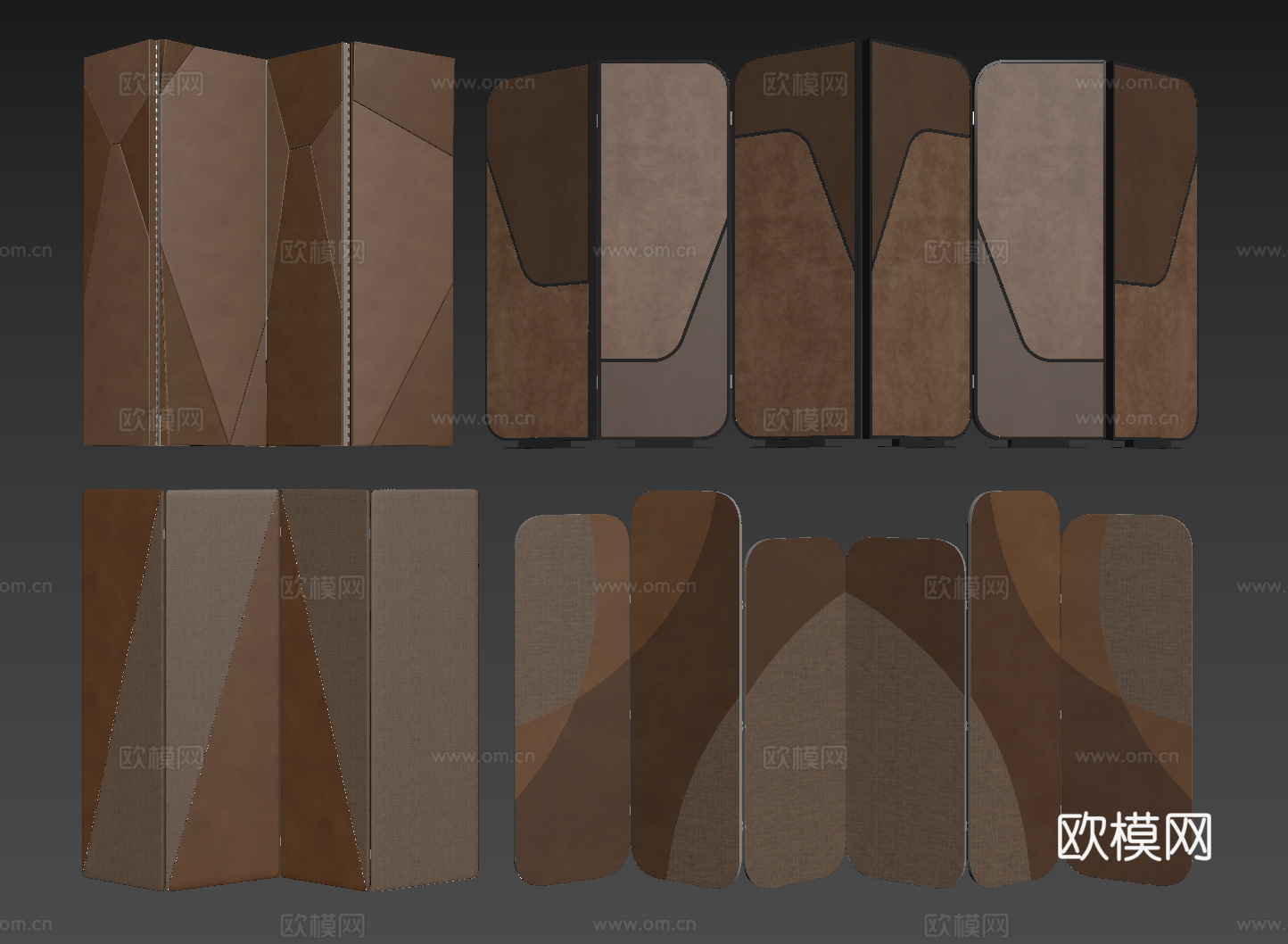 中古屏风隔断 布艺屏风 暖色屏风 移动屏风 折叠屏风su模型