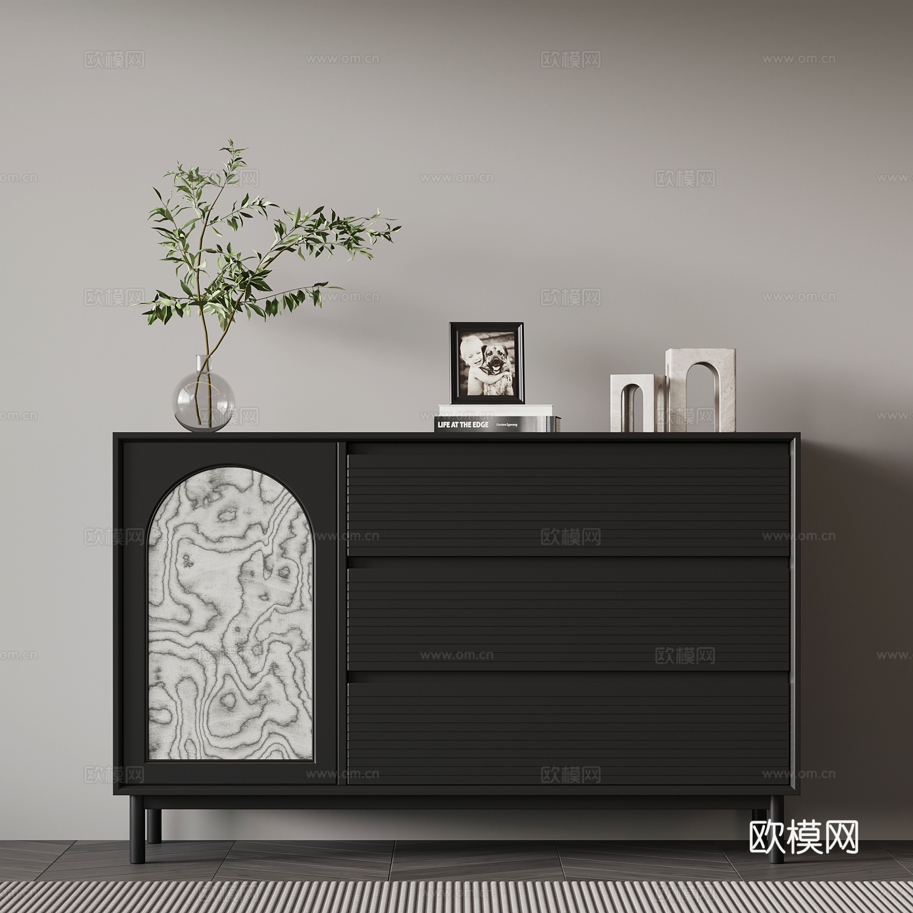 现代意式鞋柜 玄关柜su模型