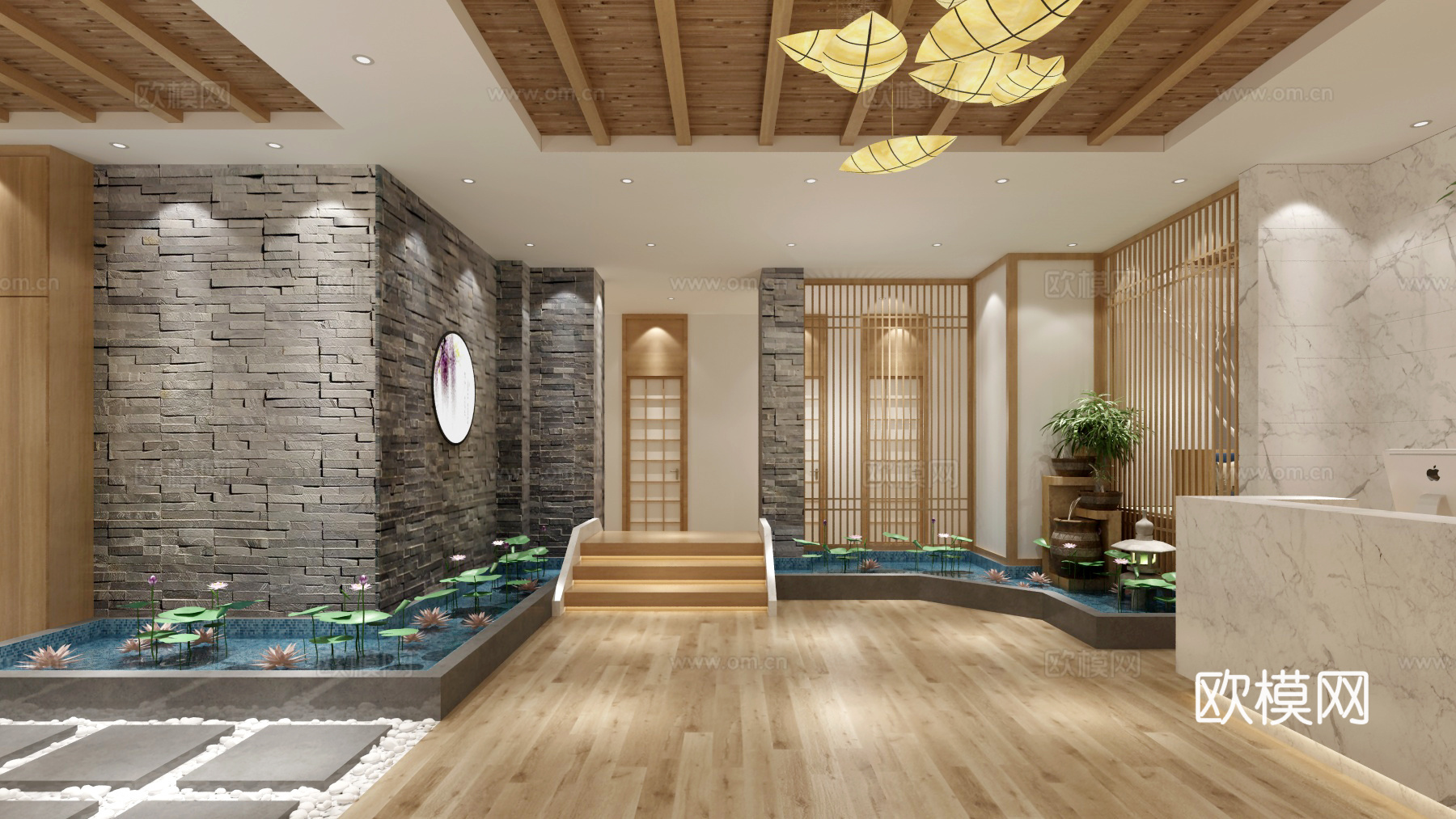 新中式桑拿会所 最新全套施工图 效果图合集cad施工图