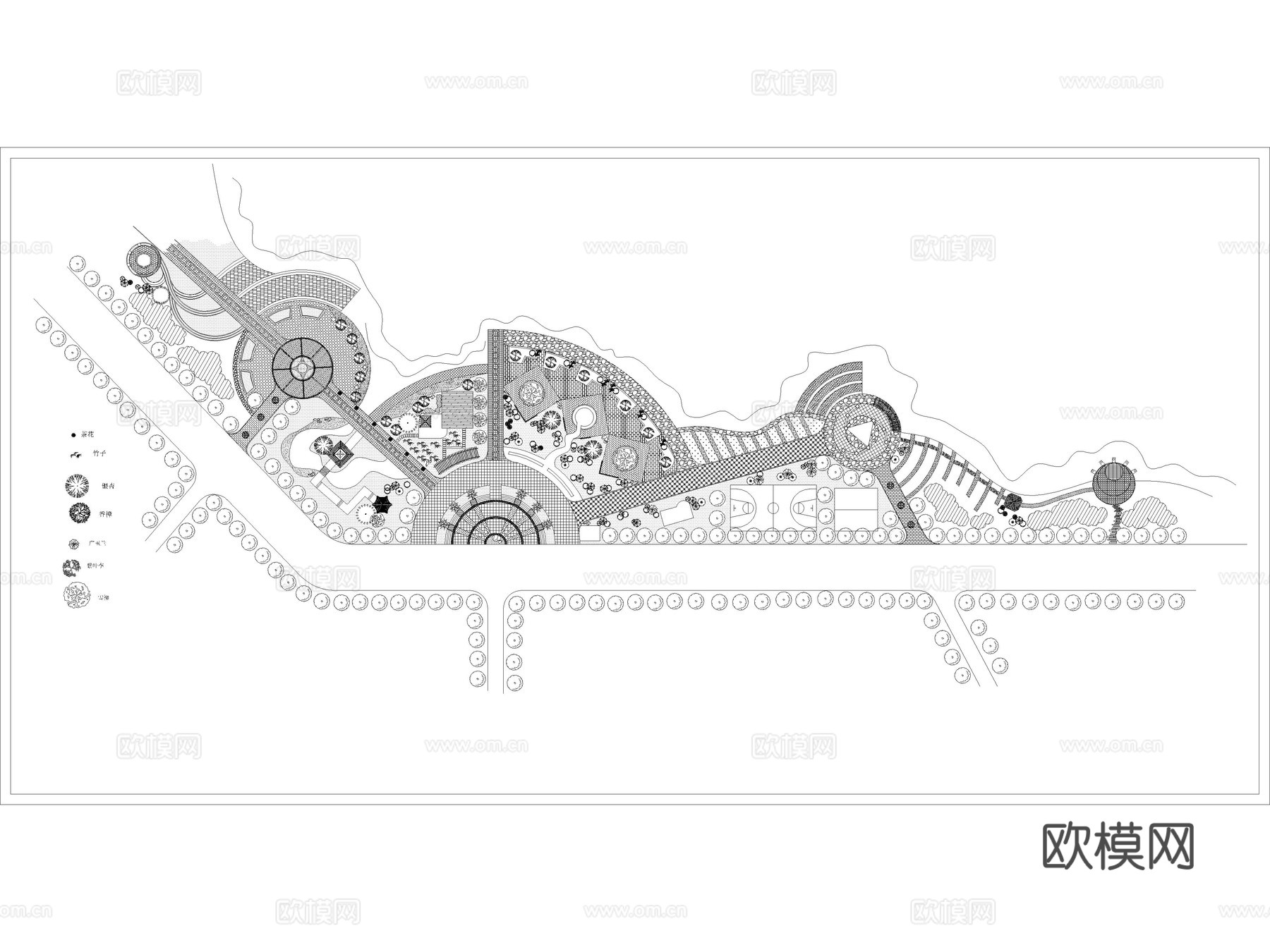 36套滨水公园景观河道湿地公园CAD平面图cad施工图