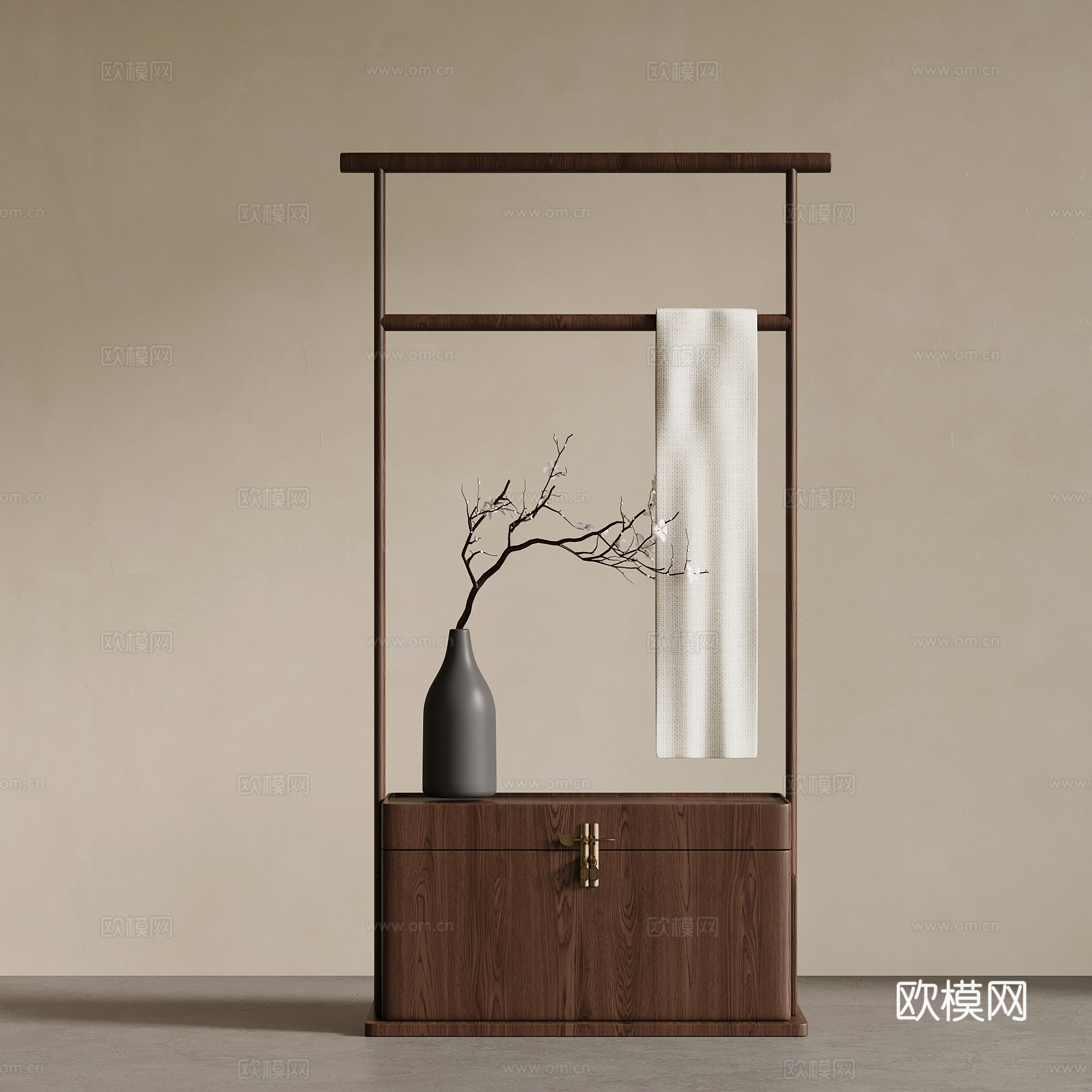 新中式挂衣架su模型