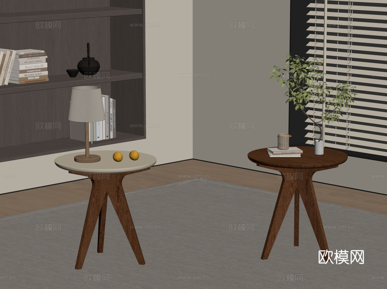 中古风边几 角几圆几su模型