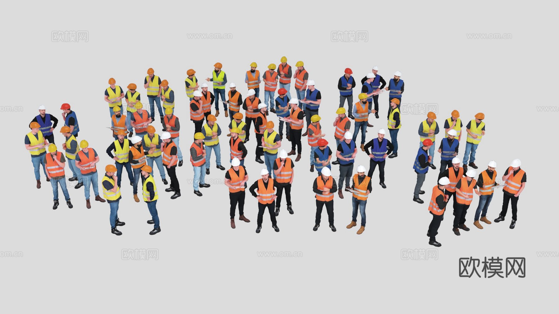 工地施工人员 项目经理 监工指挥人员3d模型