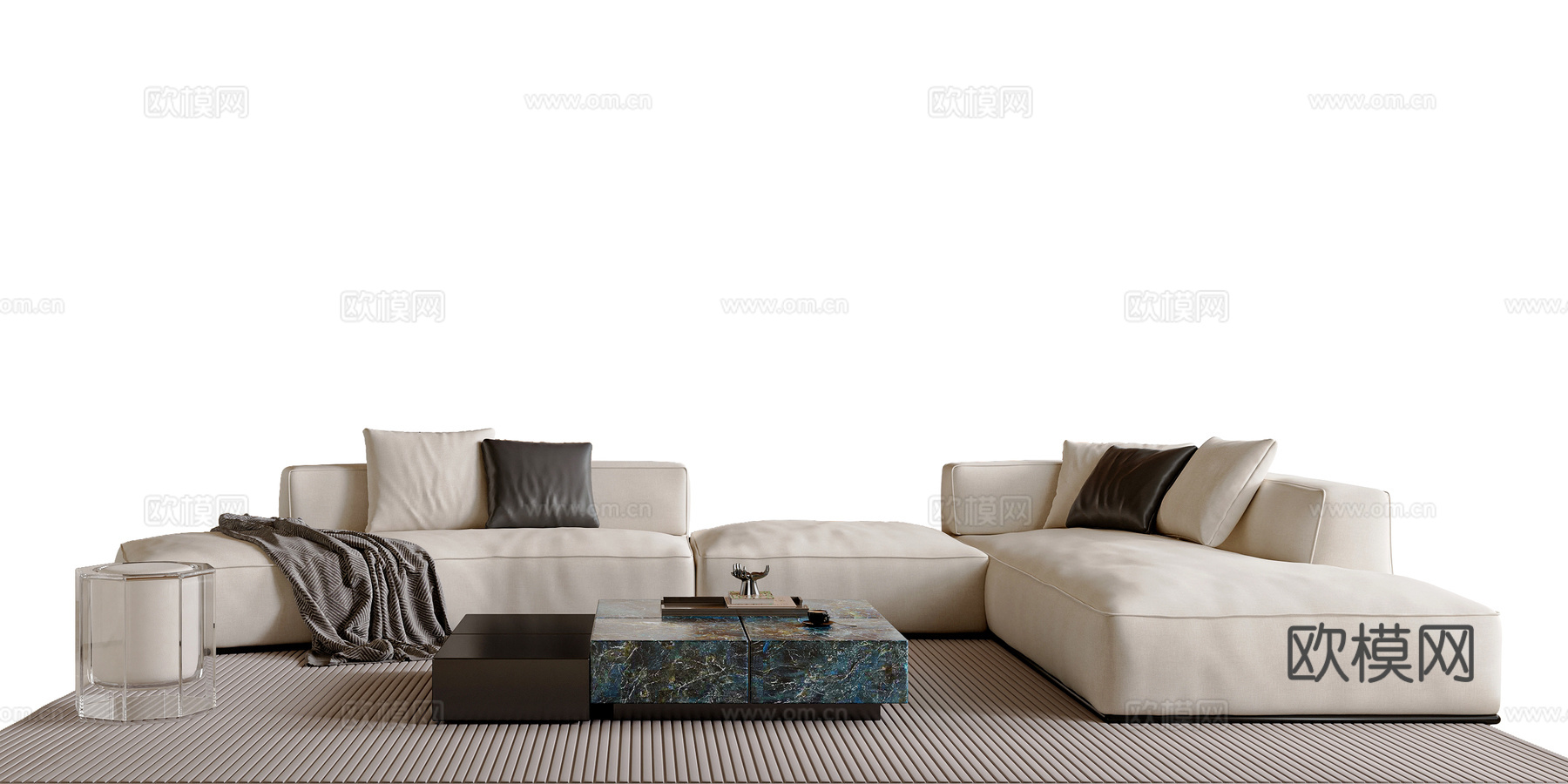 现代简约沙发茶几组合 休闲椅 客厅沙发 布艺沙发 茶几3d模型下载