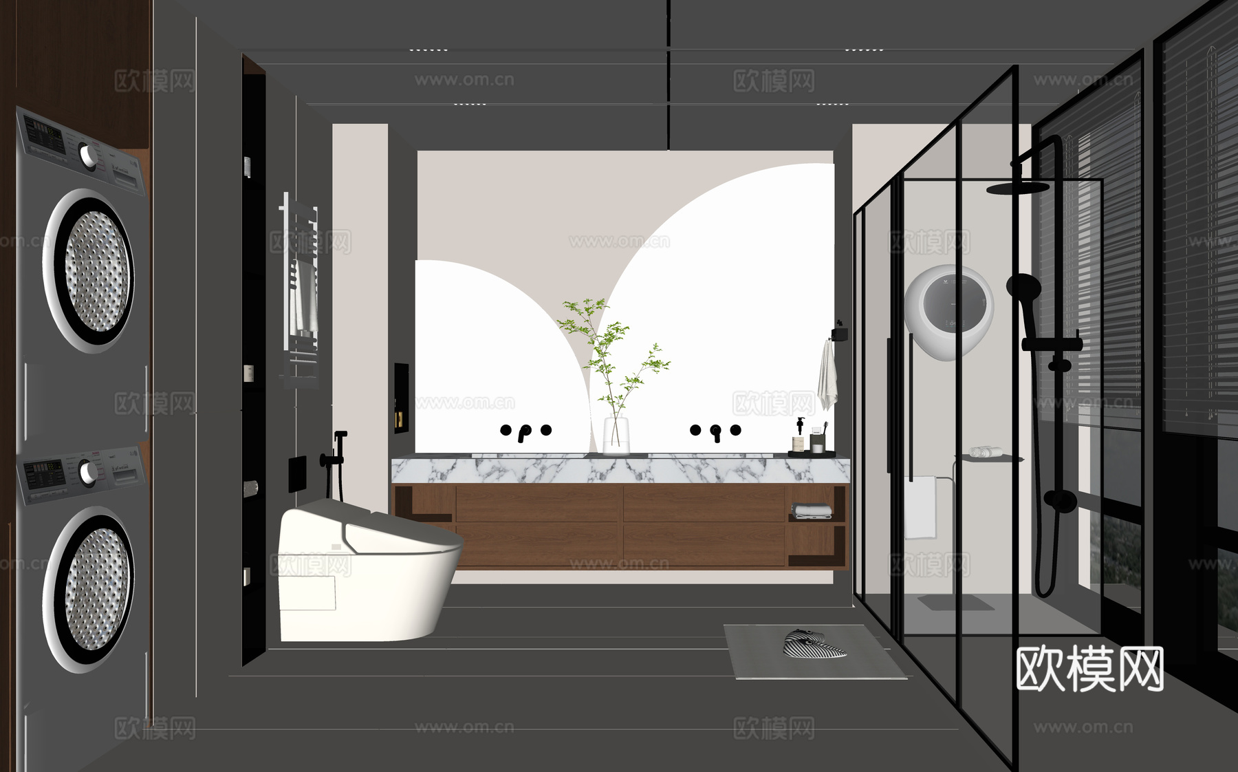 现代卫生间 别墅卫生间su模型