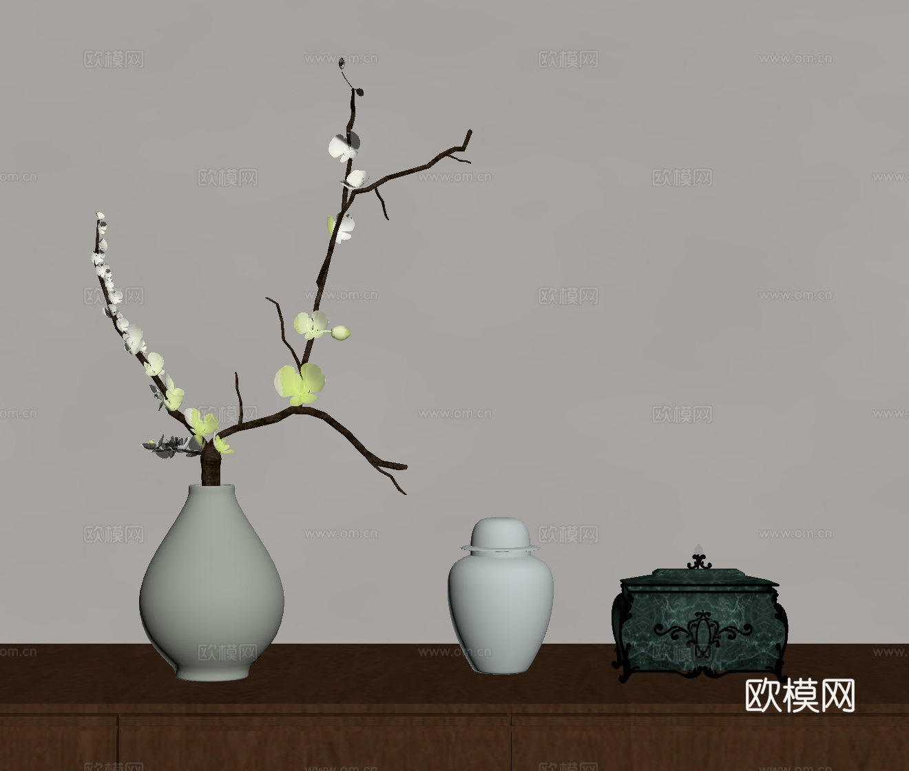 新中式花瓶 摆件su模型