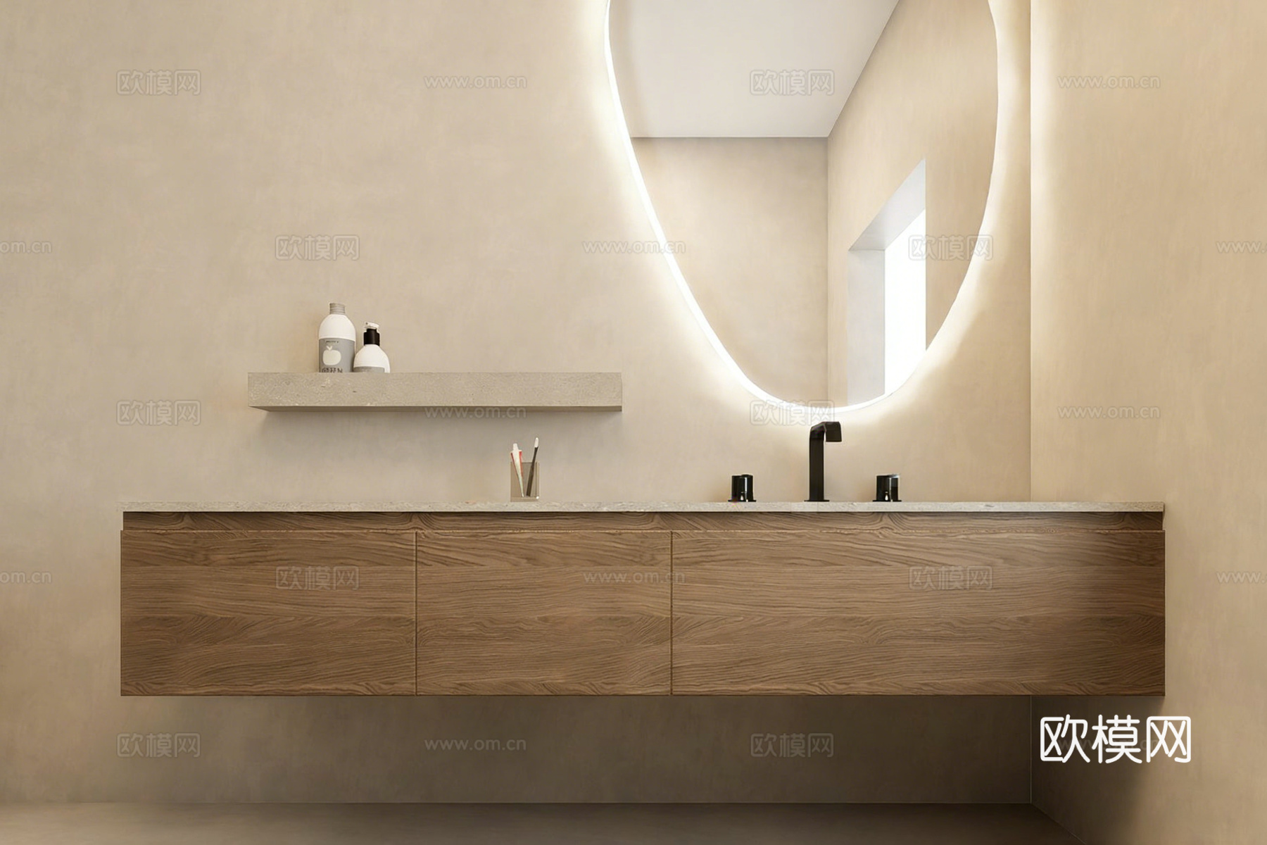 现代简约浴室洗手台su模型