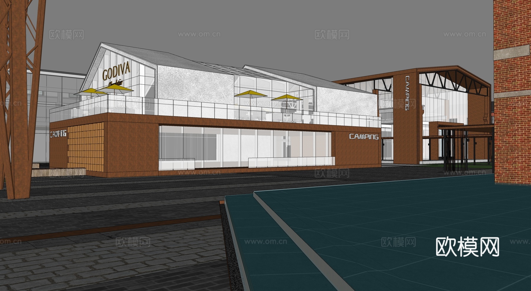 现代办公楼 文创产业园su模型