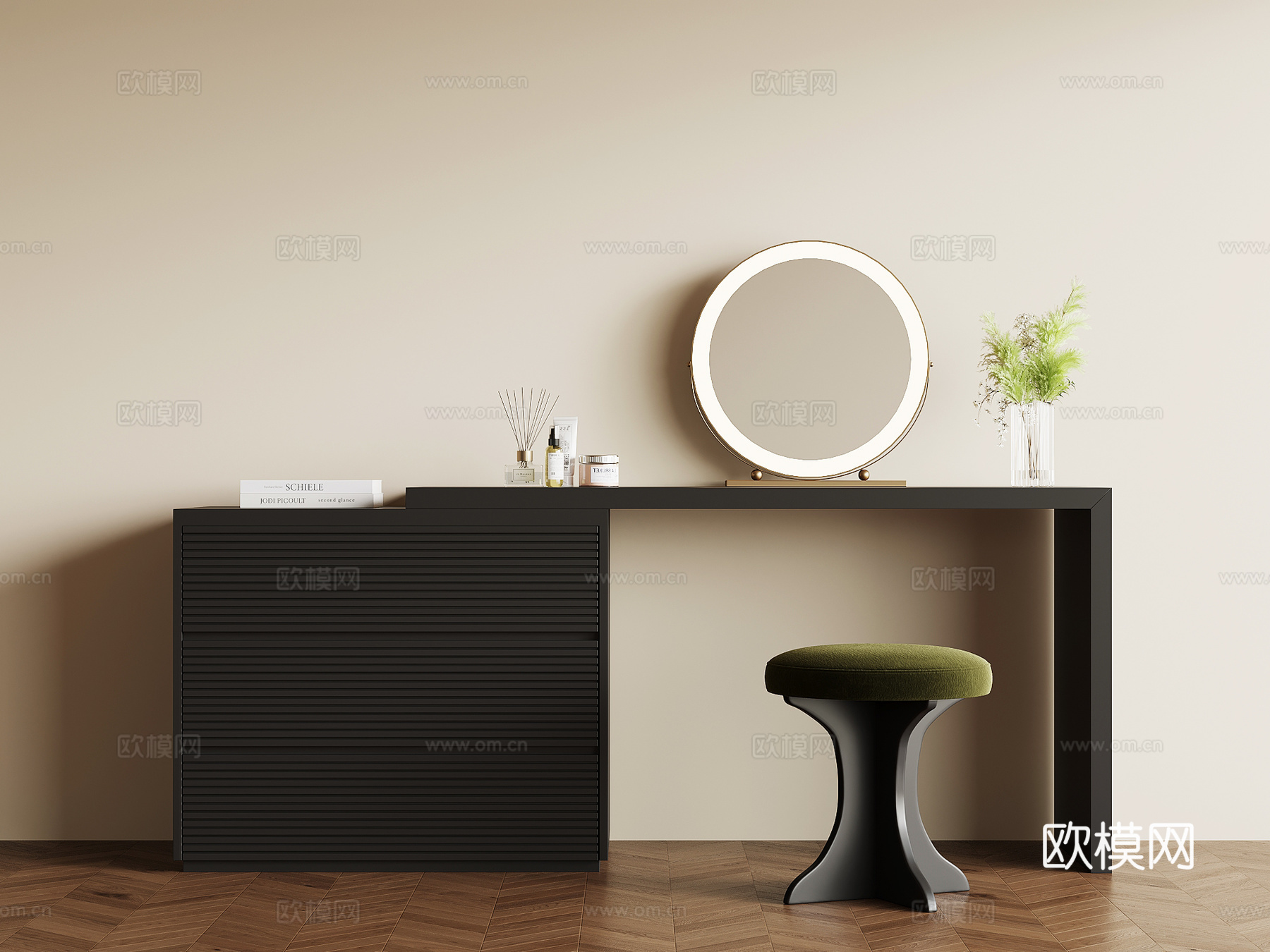 法式复古梳妆台 化妆台su模型