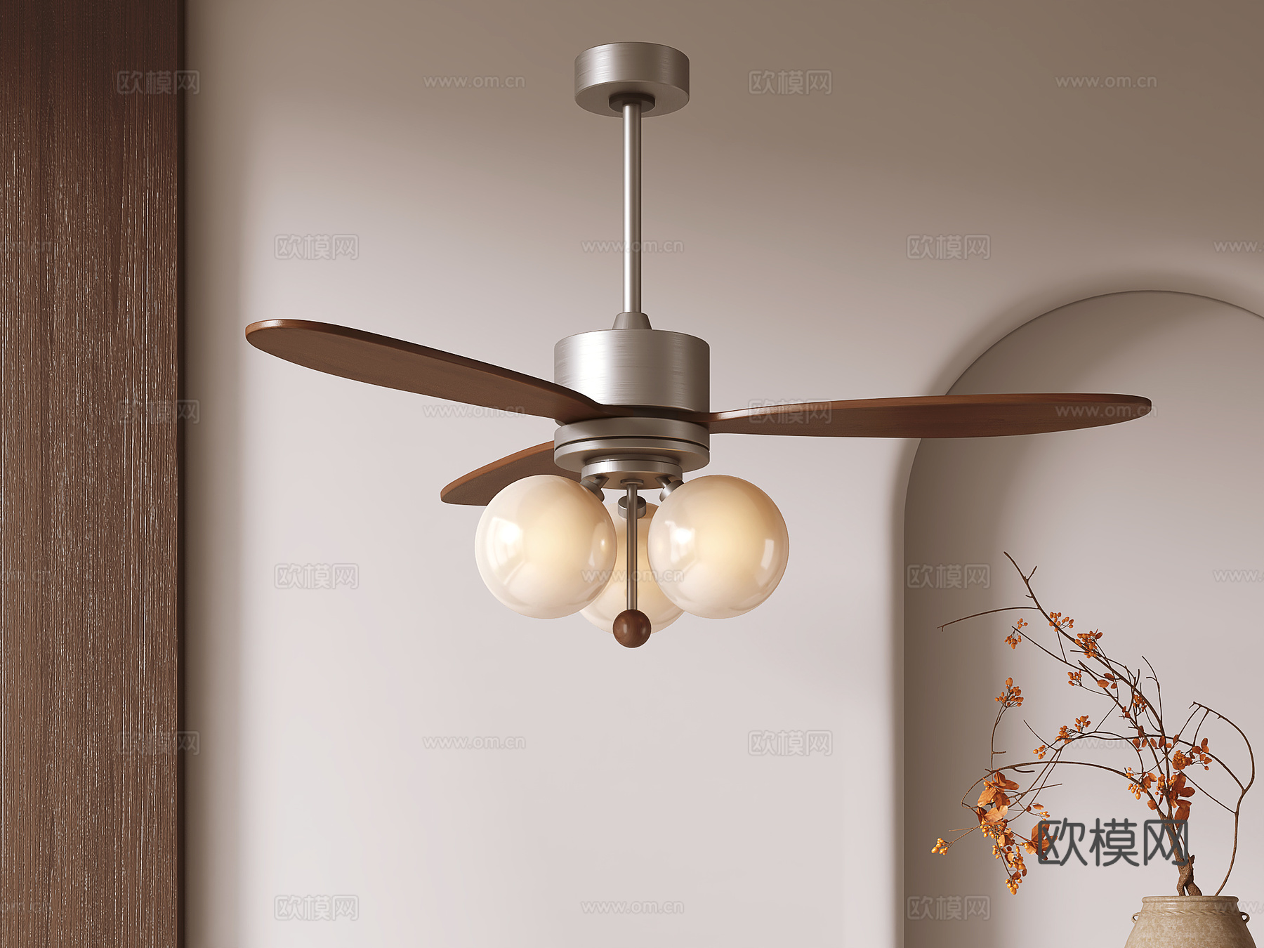 中古风吊扇灯 吊灯su模型