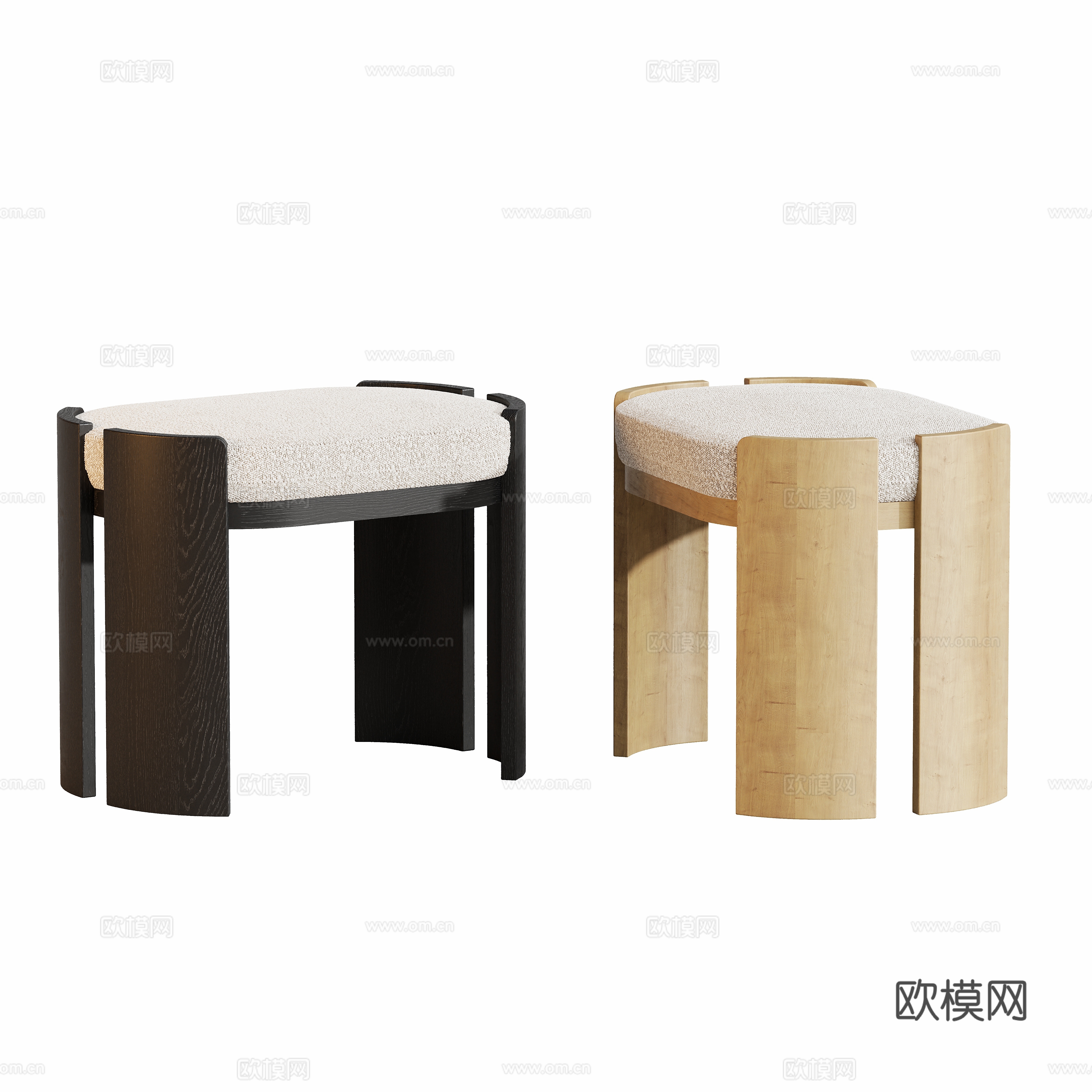 原木中古凳子su模型