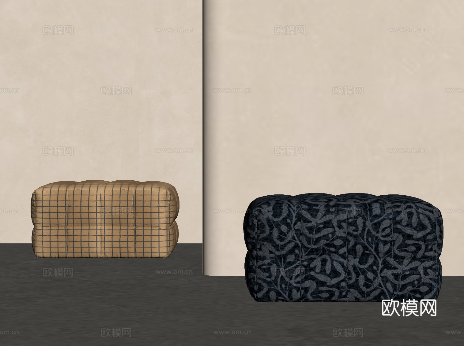 现代沙发凳 布艺换鞋凳su模型