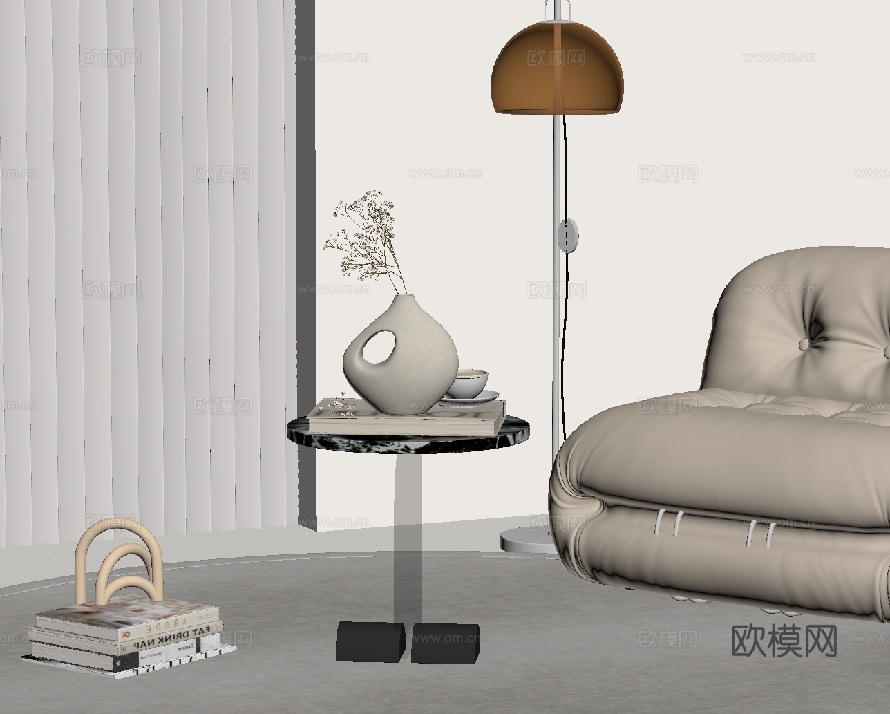 现代边几 圆几su模型