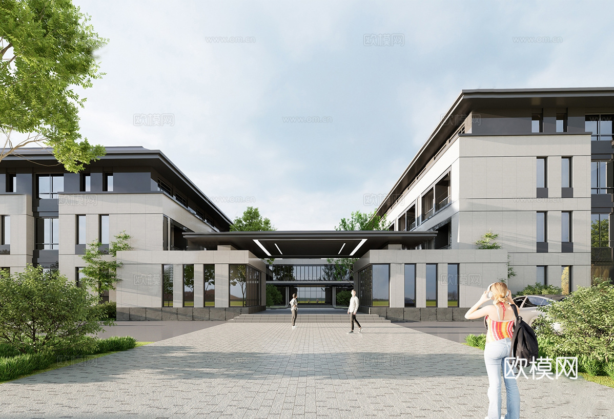 现代社区养老院建筑 福利院建筑 适老建筑 康养中心 老年公寓su模型