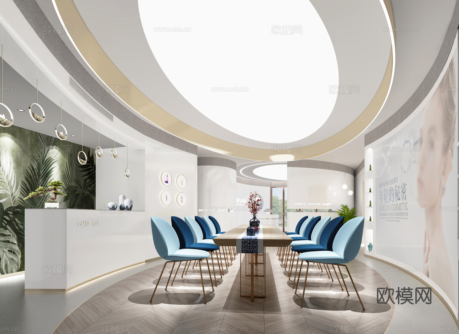 500平美容院 最新全套施工图 效果图合集cad施工图