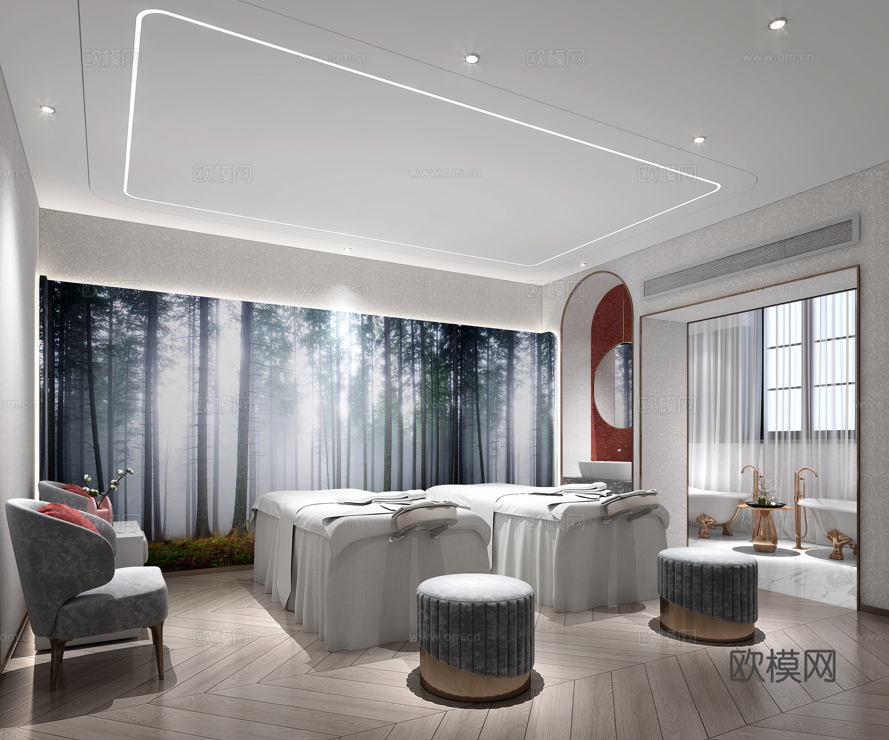 500平美容院 最新全套施工图 效果图合集cad施工图