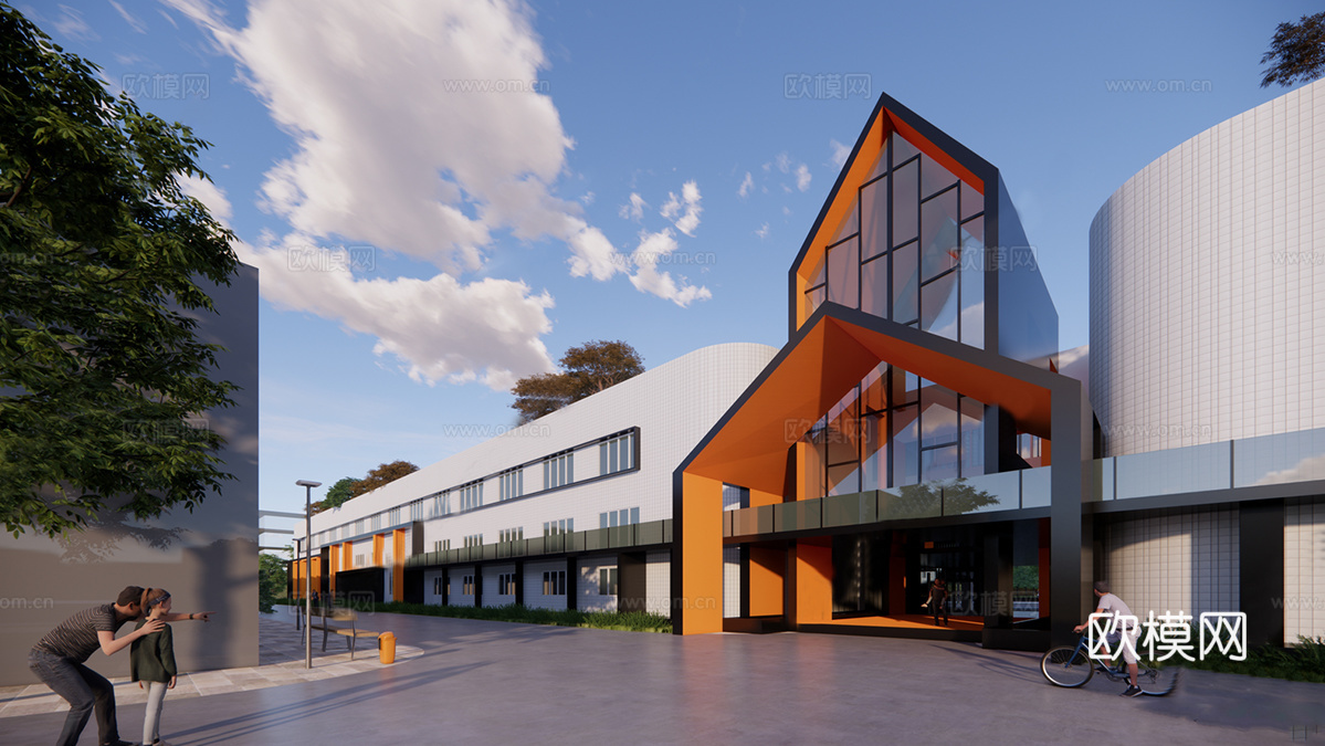 现代工业厂房 改造创意园su模型