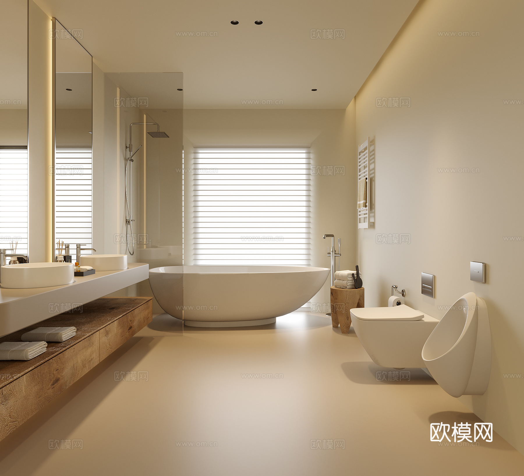 现代民宿卫生间 洗手台 浴缸su模型