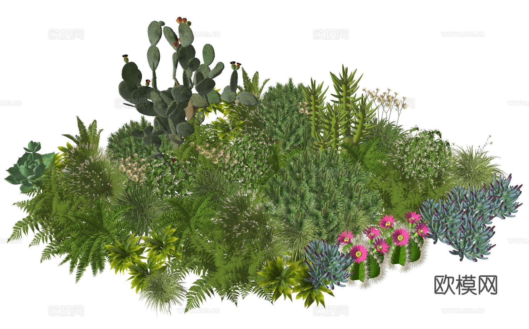 现代室内植物堆景观组合su模型