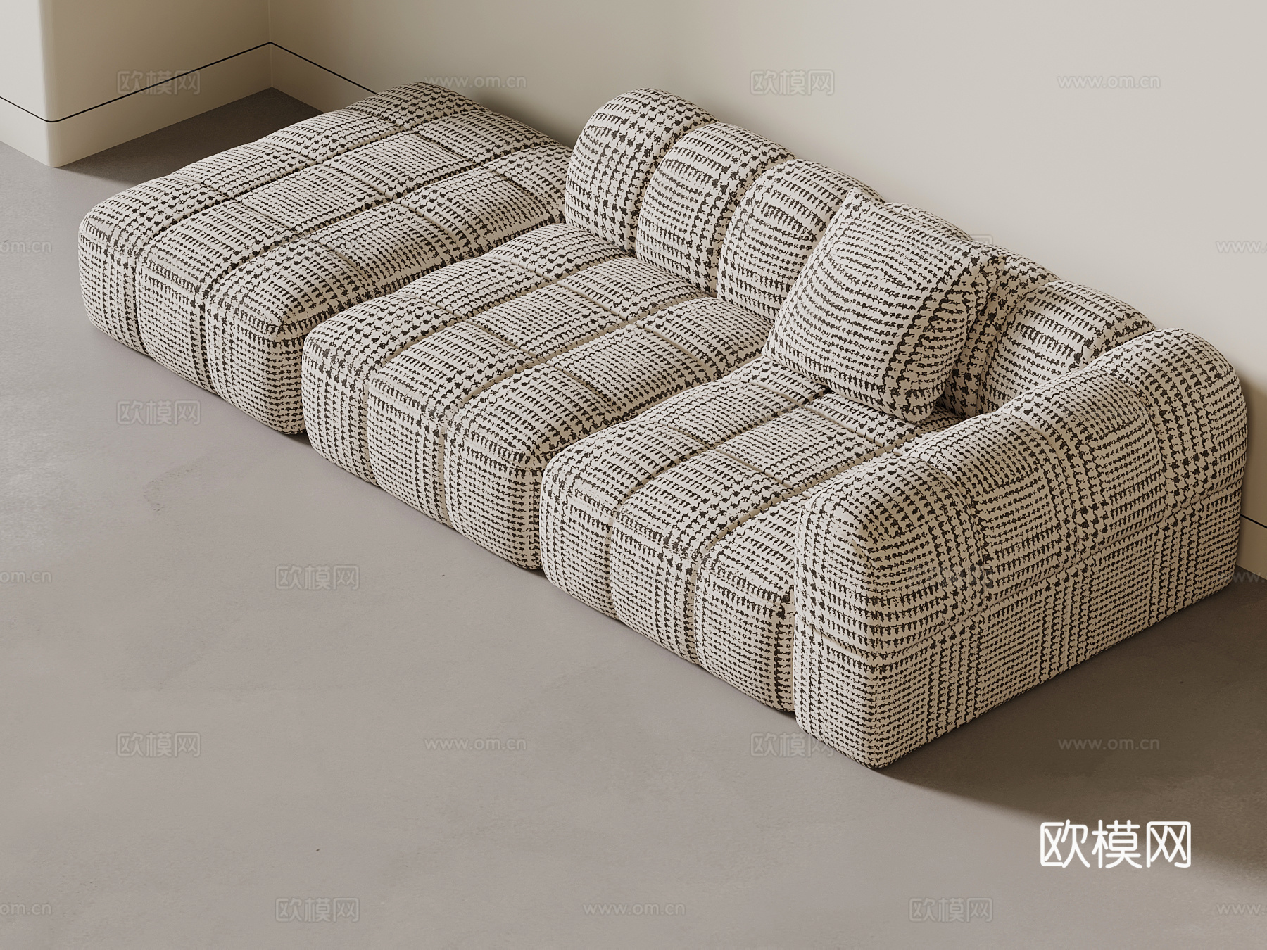 现代多人沙发 布艺休闲沙发su模型