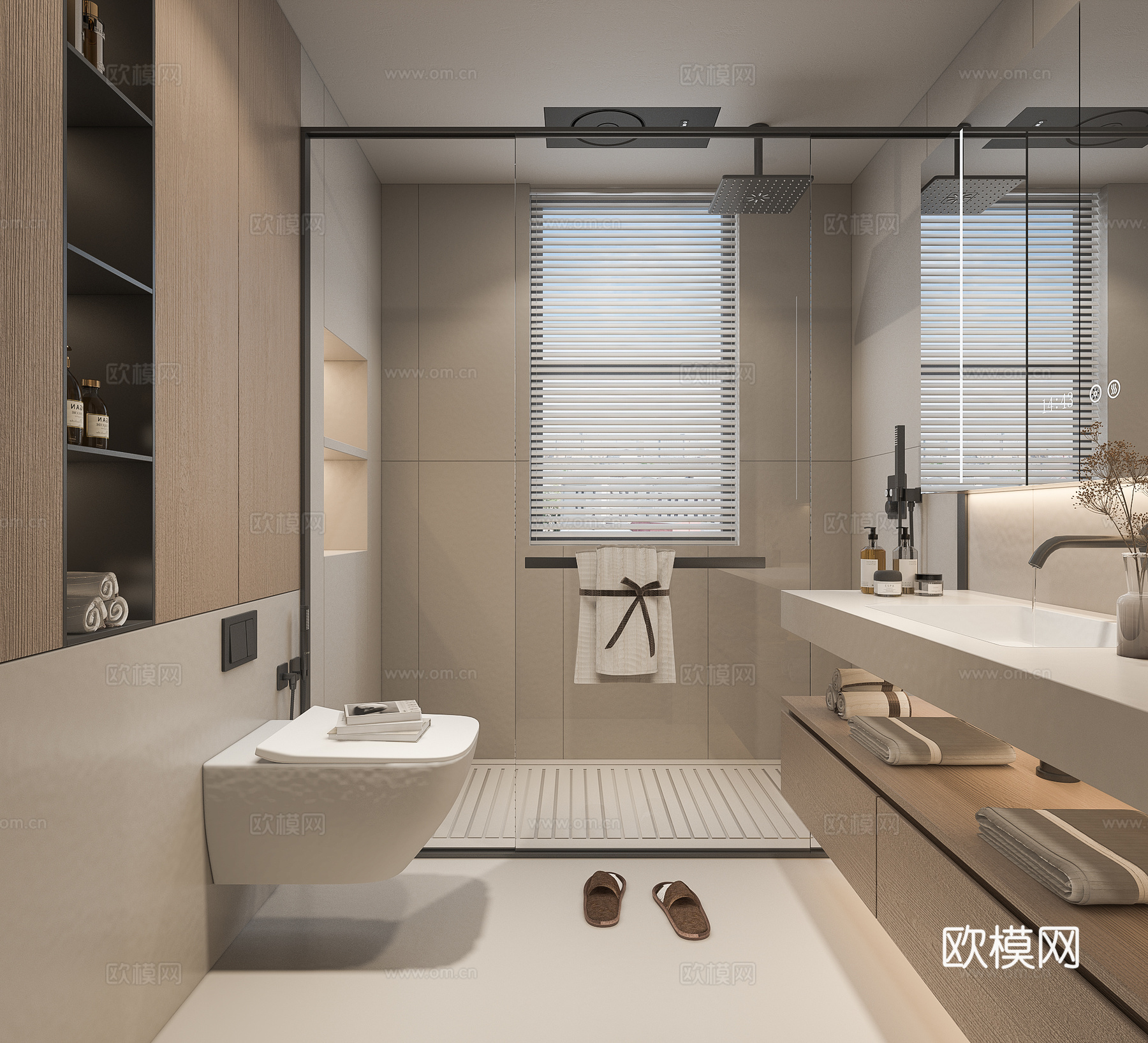 原木风卫生间3d模型下载