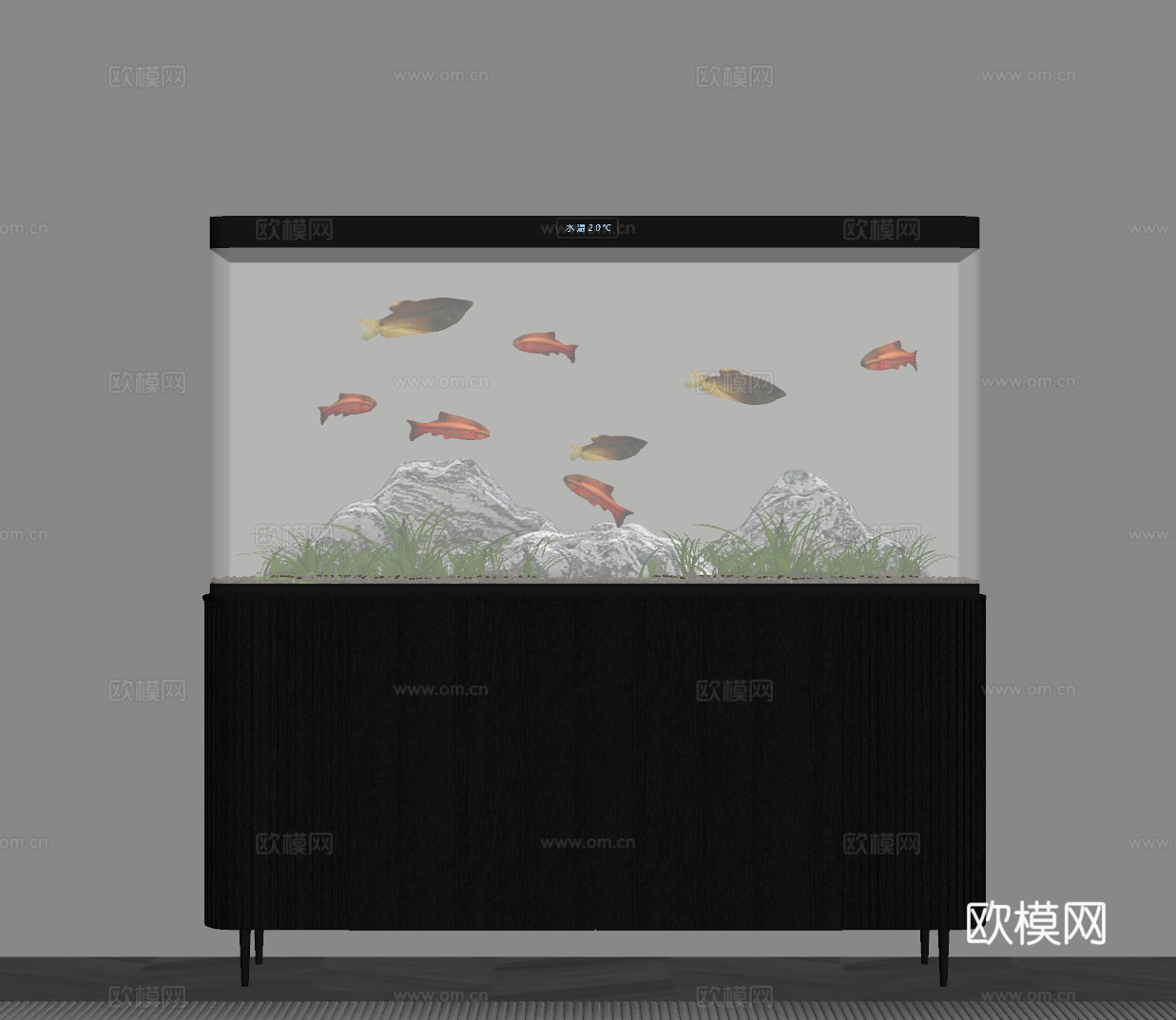 现代意式鱼缸su模型