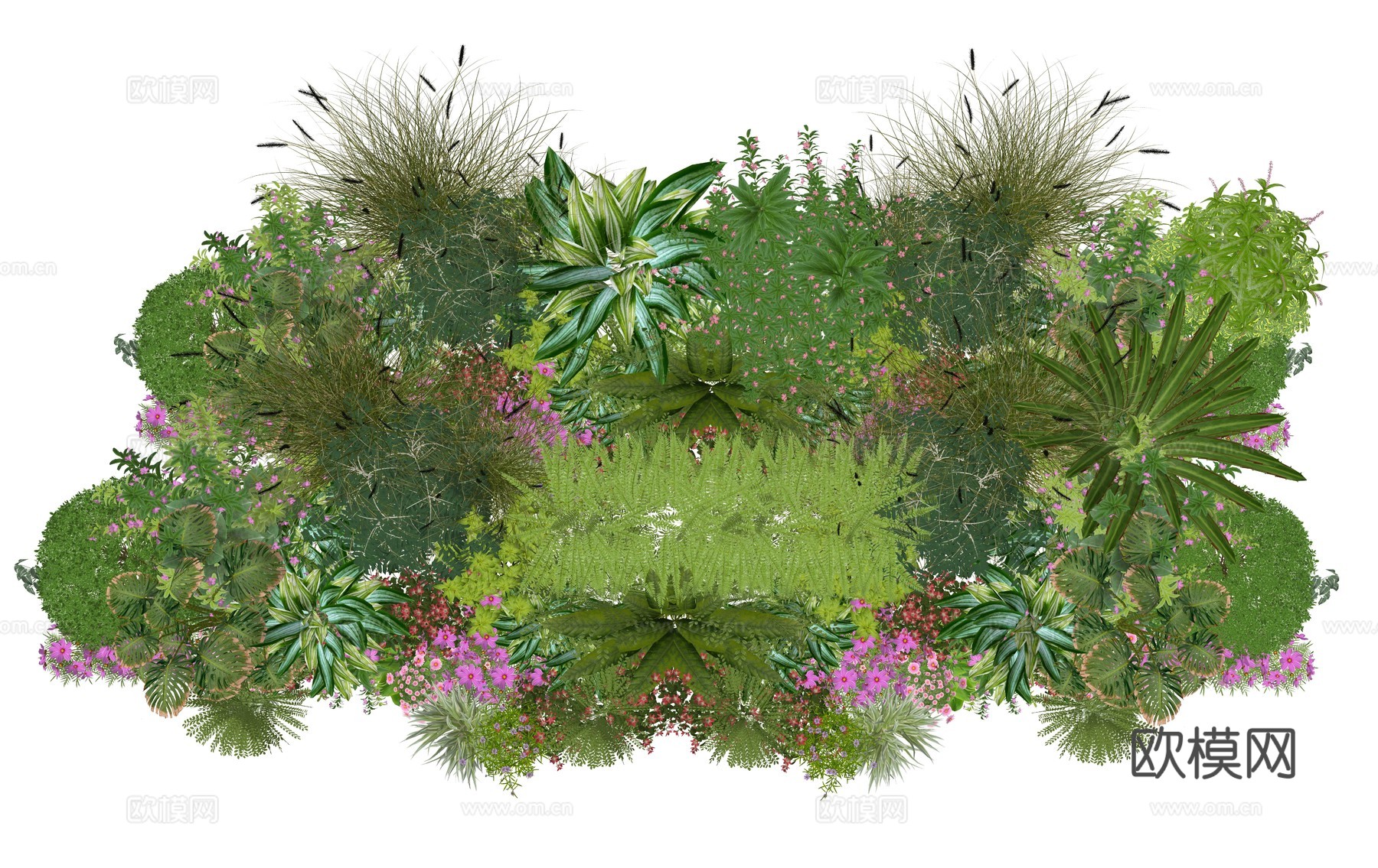 现代室内植物堆景观组合su模型