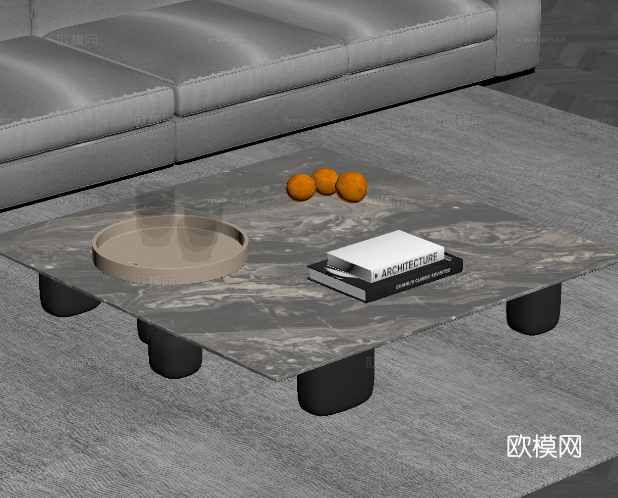 现代茶几 方形茶几su模型
