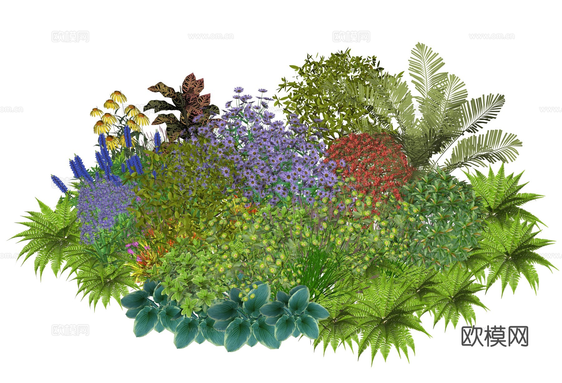 现代室内植物堆景观组合su模型