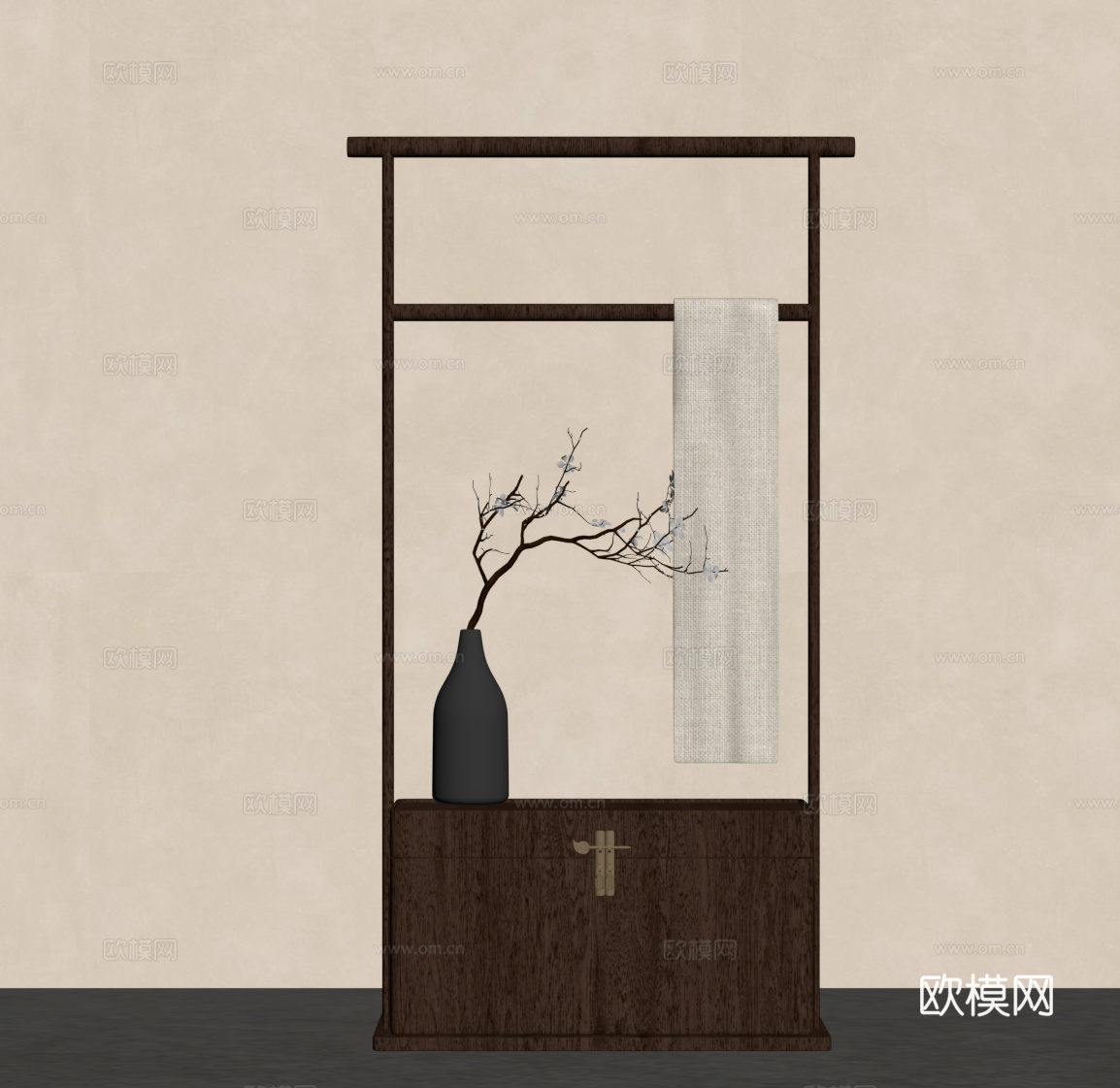 新中式挂衣架su模型