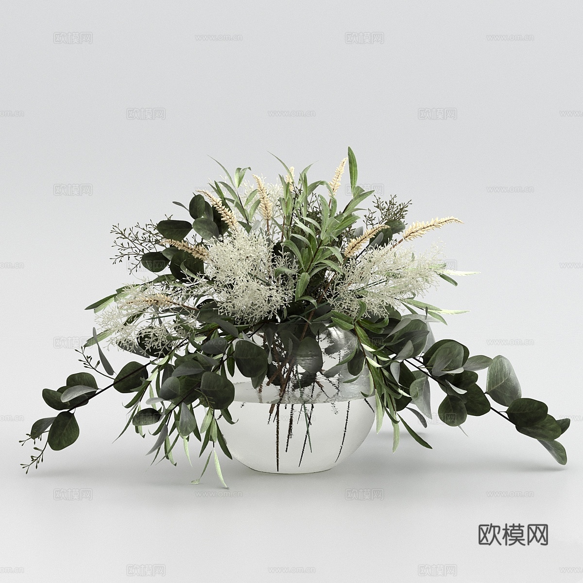 橄榄枝与桉树草束花3d模型下载