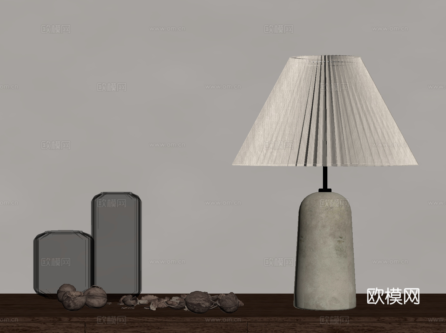 侘寂中古台灯su模型