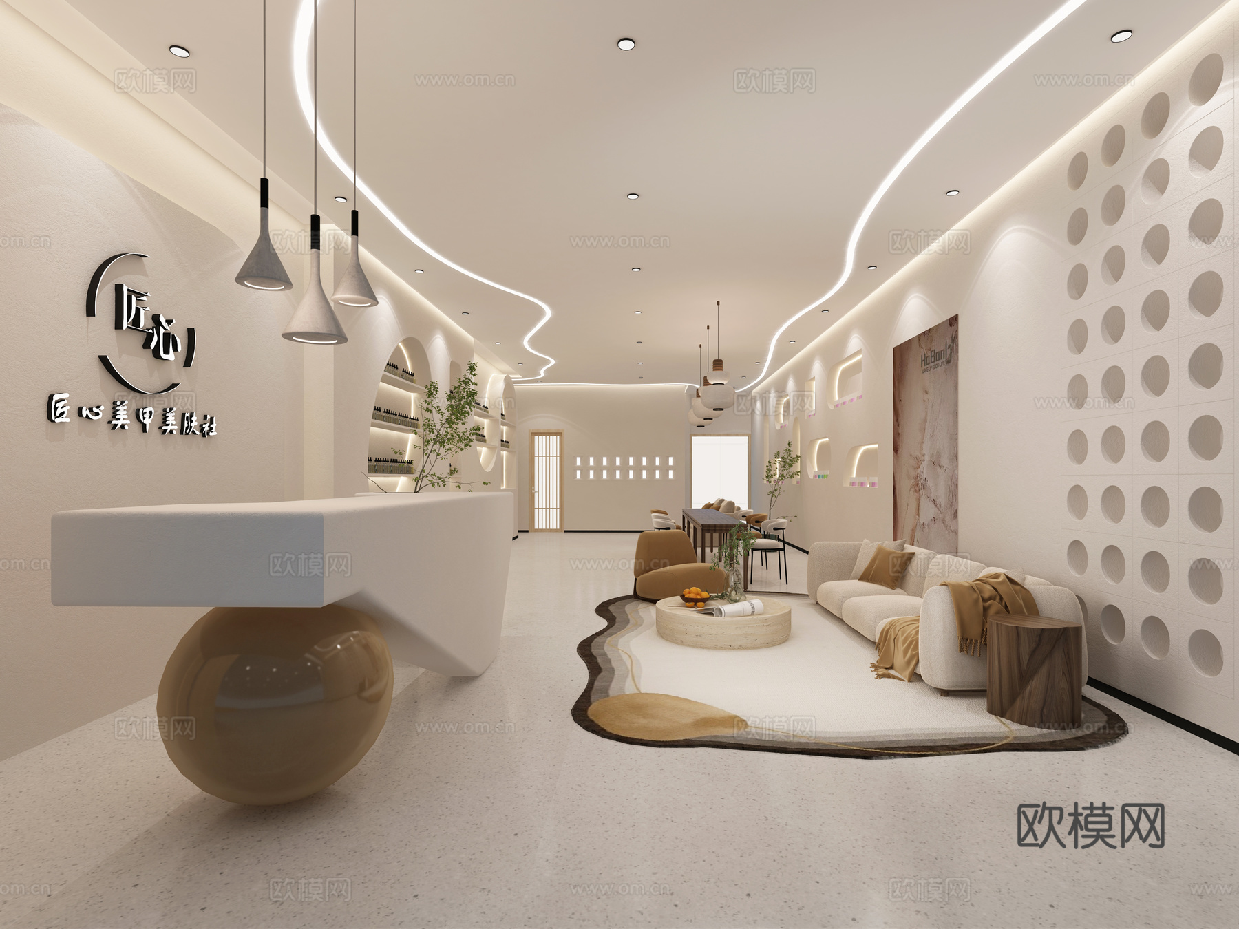 美容院 最新全套施工图 效果图合集cad施工图