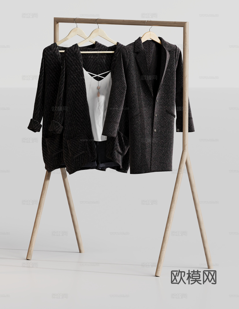 现代服装店衣架3d模型